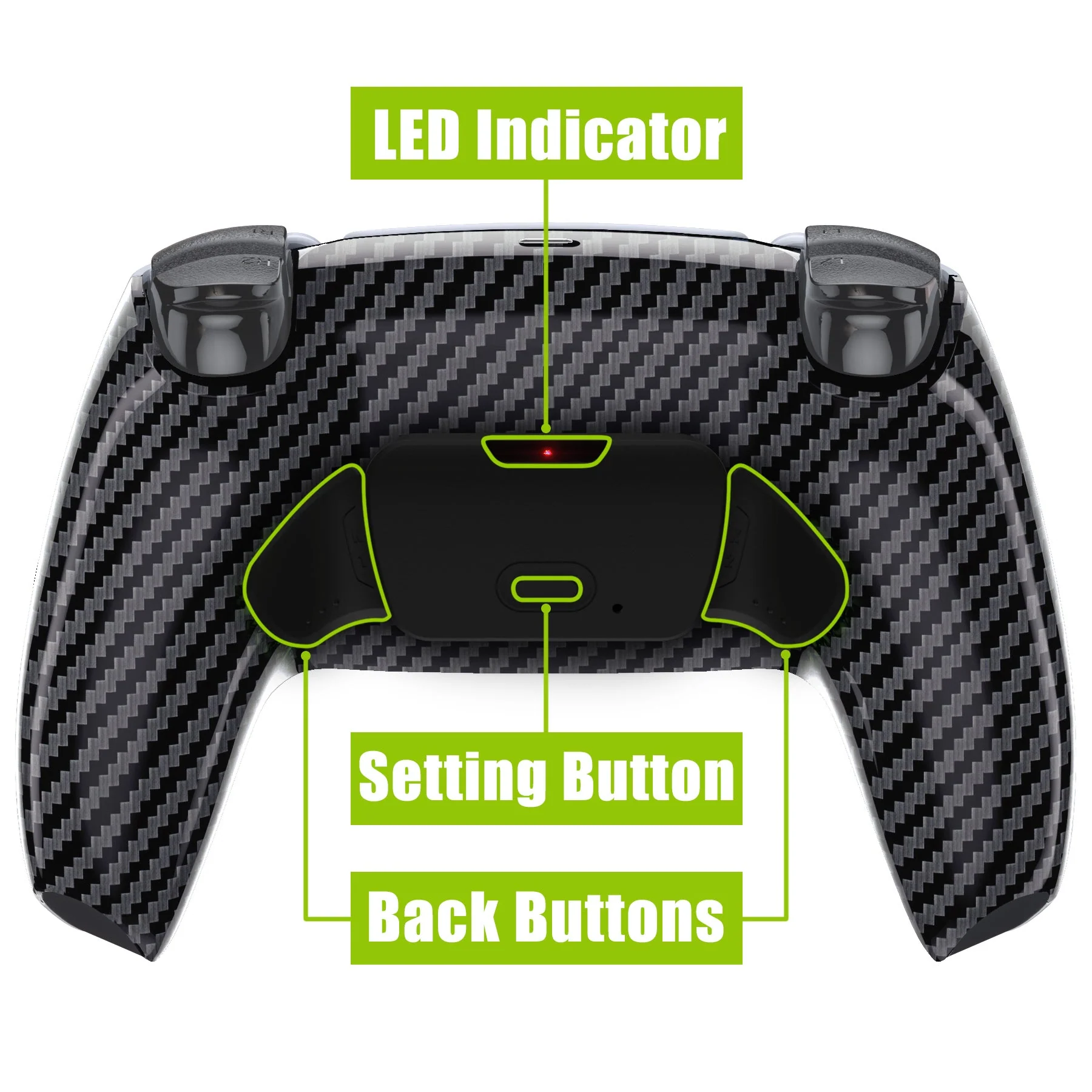 eXtremeRate Remappable Rise 2.0 Remap Kit for PS5 Controller BDM-010 & BDM-020 - Graphite Carbon Fiber - Image 4