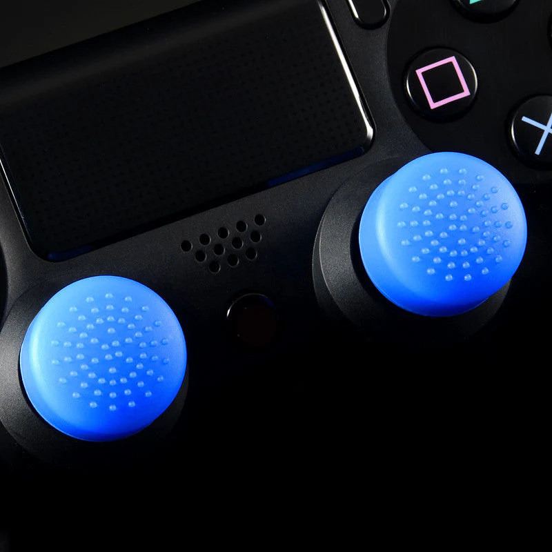 eXtremeRate 8 Pcs/Set Silicone Rubber Precision Platporm Raised Analog Sticks Thumb Grips for PS4 Slim Pro Controller - Blue - Image 11