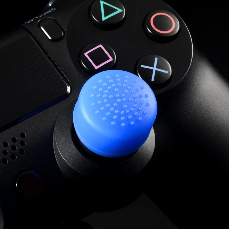 eXtremeRate 8 Pcs/Set Silicone Rubber Precision Platporm Raised Analog Sticks Thumb Grips for PS4 Slim Pro Controller - Blue - Image 5