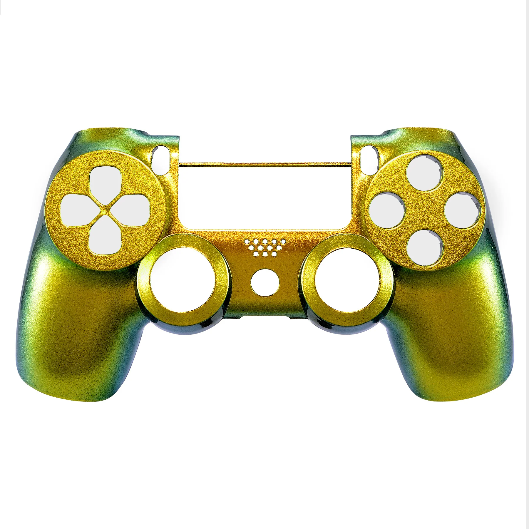 eXtremeRate Replacement Front Housing Shell for PS4 Slim Pro Controller Controller (CUH-ZCT2 JDM-040/050/055) - Chameleon Gold Green Glossy - Image 2