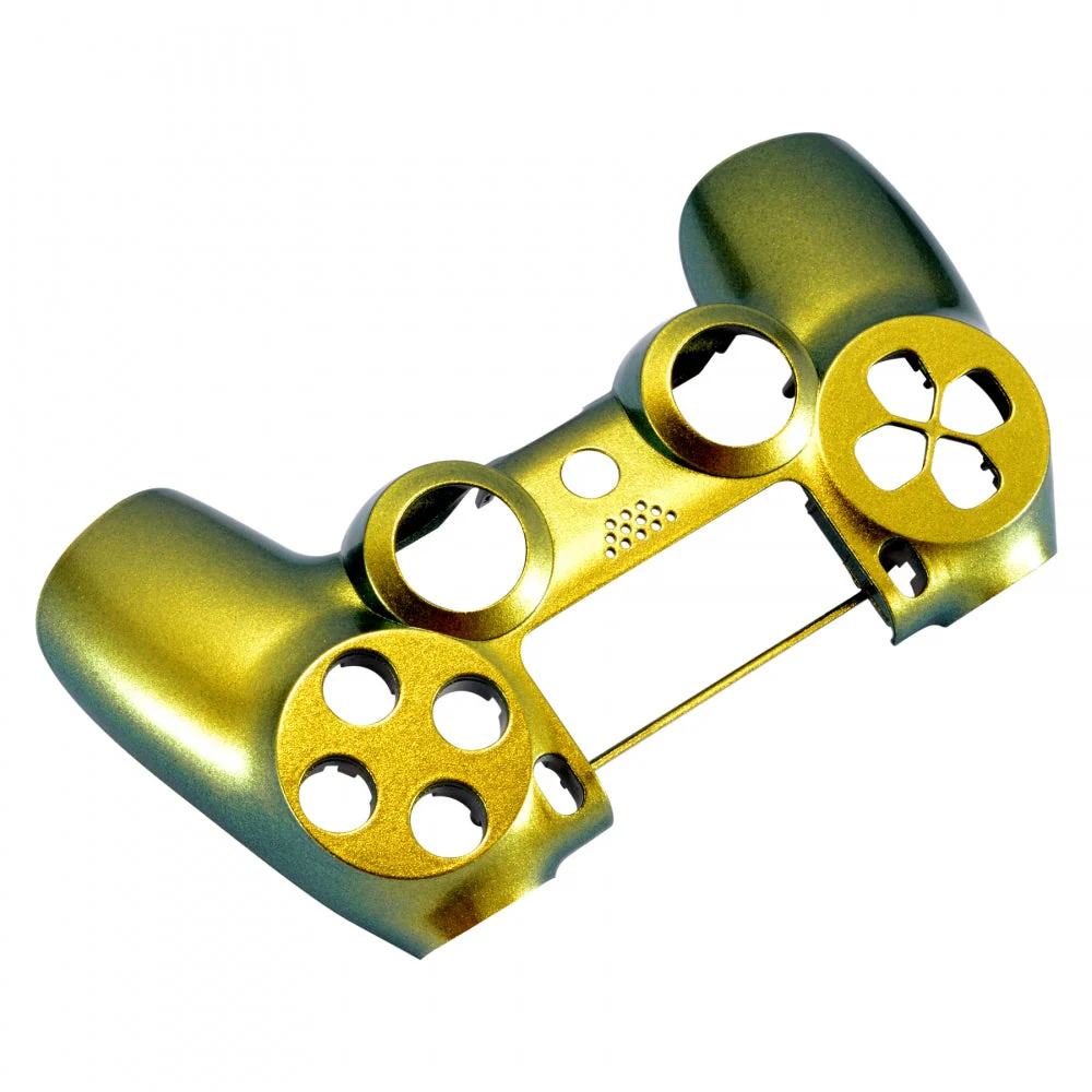 eXtremeRate Replacement Front Housing Shell for PS4 Slim Pro Controller Controller (CUH-ZCT2 JDM-040/050/055) - Chameleon Gold Green Glossy - Image 6