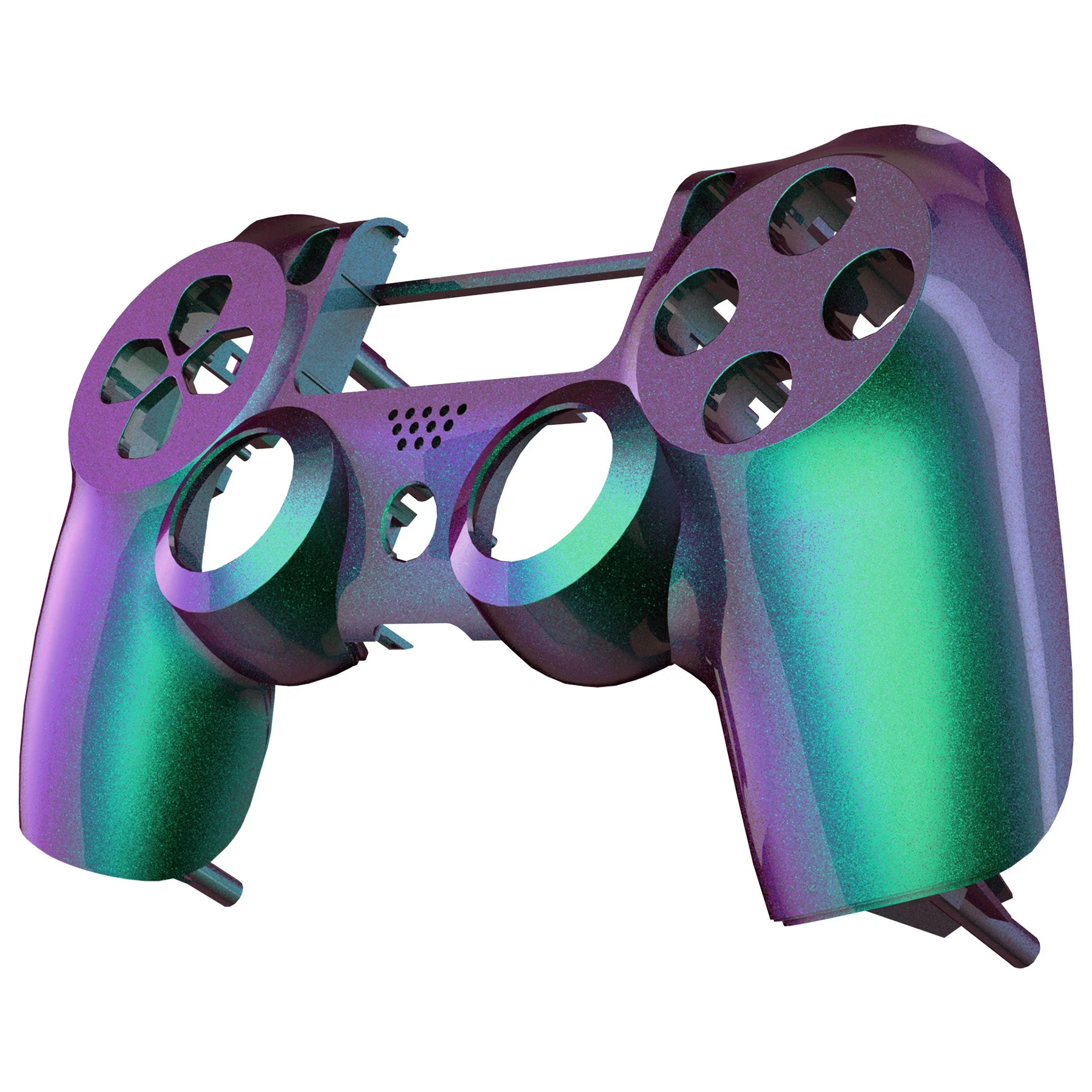 eXtremeRate Replacement Front Housing Shell for PS4 Slim Pro Controller Controller (CUH-ZCT2 JDM-040/050/055) - Chameleon Green Purple Glossy - Image 4