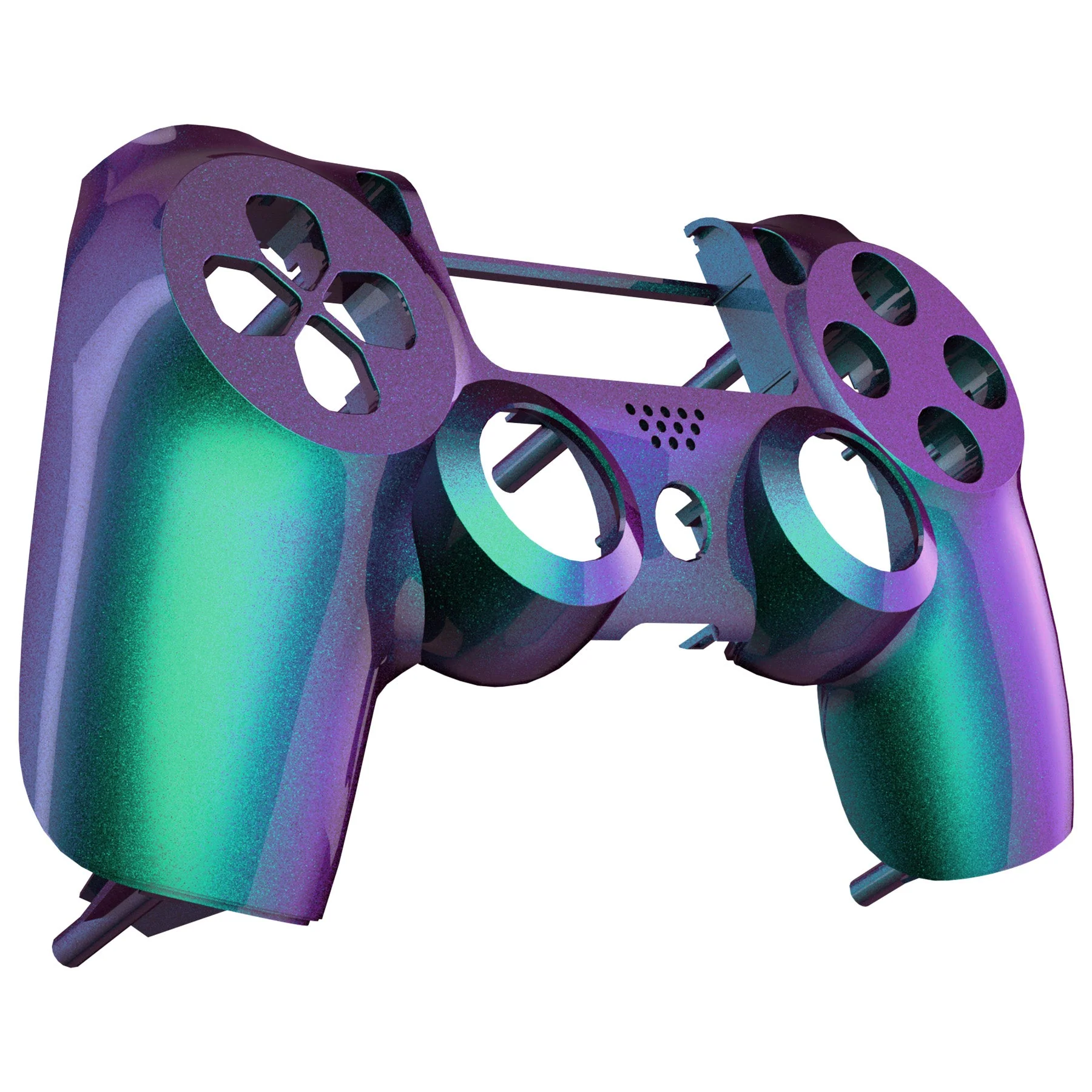 eXtremeRate Replacement Front Housing Shell for PS4 Slim Pro Controller Controller (CUH-ZCT2 JDM-040/050/055) - Chameleon Green Purple Glossy - Image 5