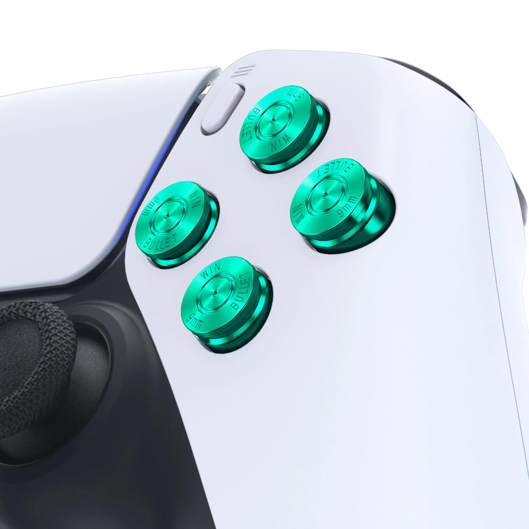 eXtremeRate Replacement Aluminum Metal Dpad ABXY Buttons for PS5 Controller - Green - Image 4