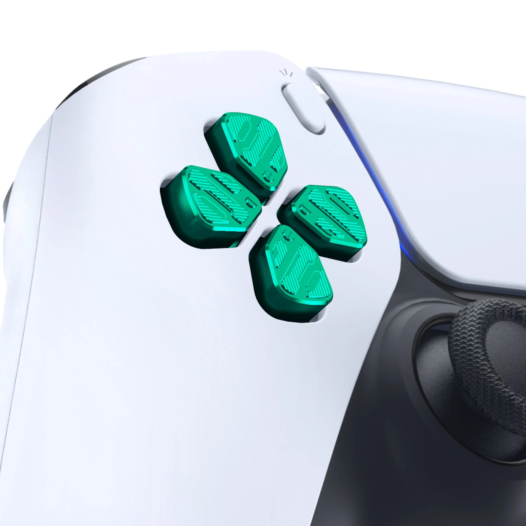 eXtremeRate Replacement Aluminum Metal Dpad ABXY Buttons for PS5 Controller - Green - Image 5