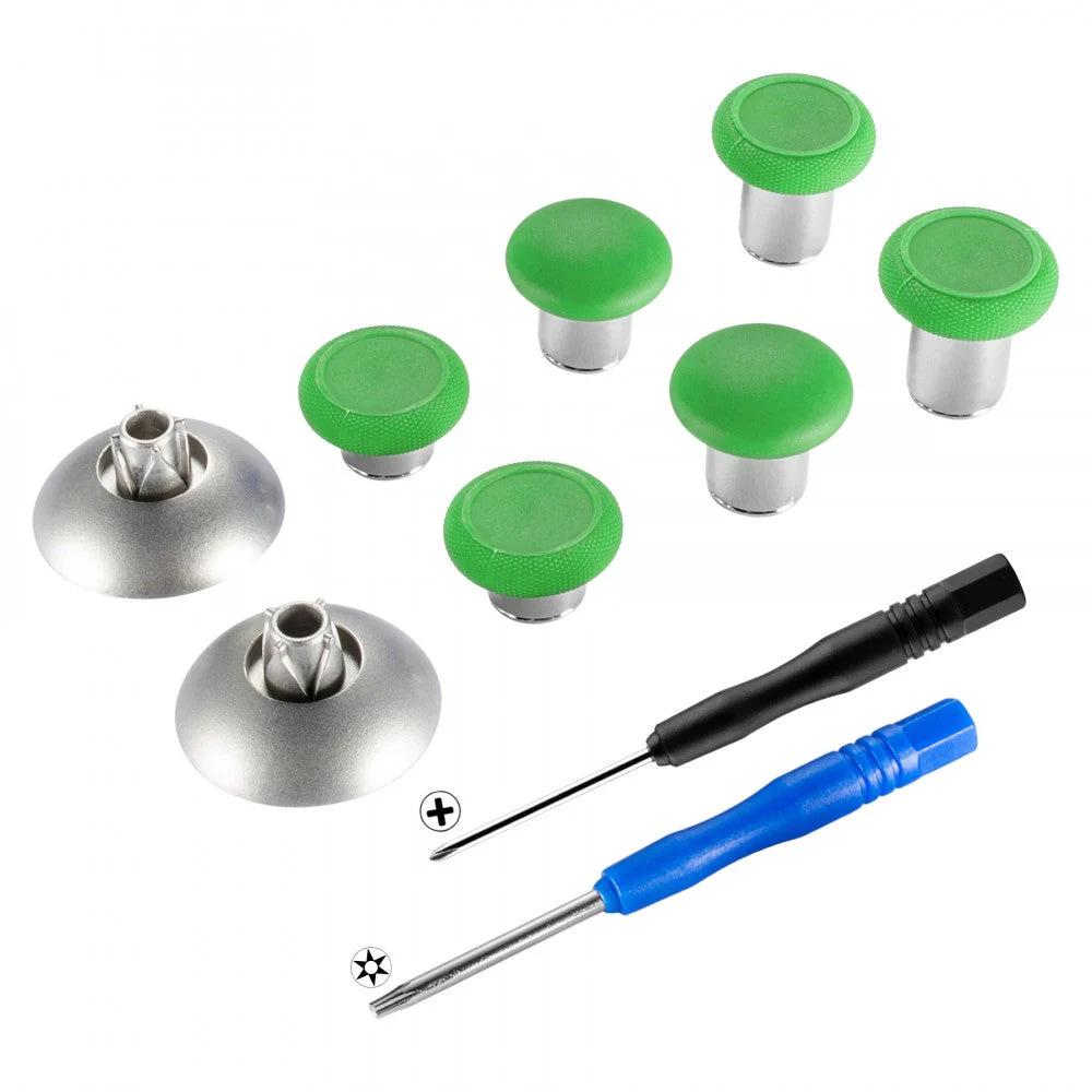 eXtremeRate 8 in 1 Metal Magnetic Thumbsticks Analog Joysticks with Carry Case for Xbox One & Xbox One Elite & Xbox One X/S & PS4 Slim Pro Controller - Green - Image 2