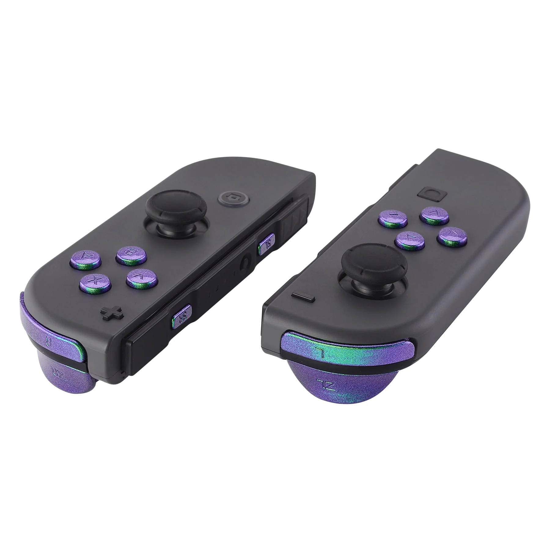 eXtremeRate Replacement Full Set Buttons for Joycon of NS Switch - Chameleon Green Purple - Image 4