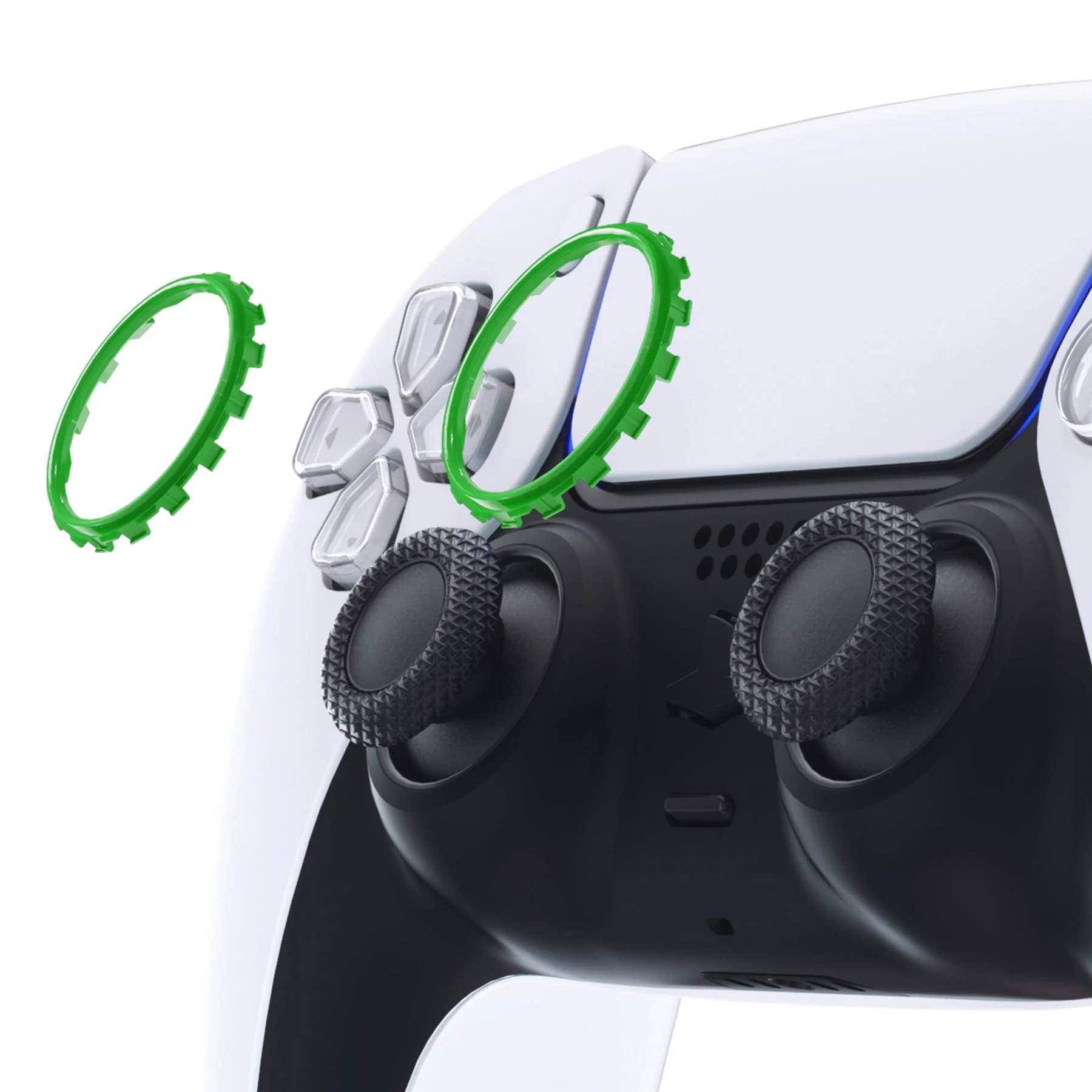 eXtremeRate Custom Replacement Accent Rings for PS5 Controller - Green - Image 4