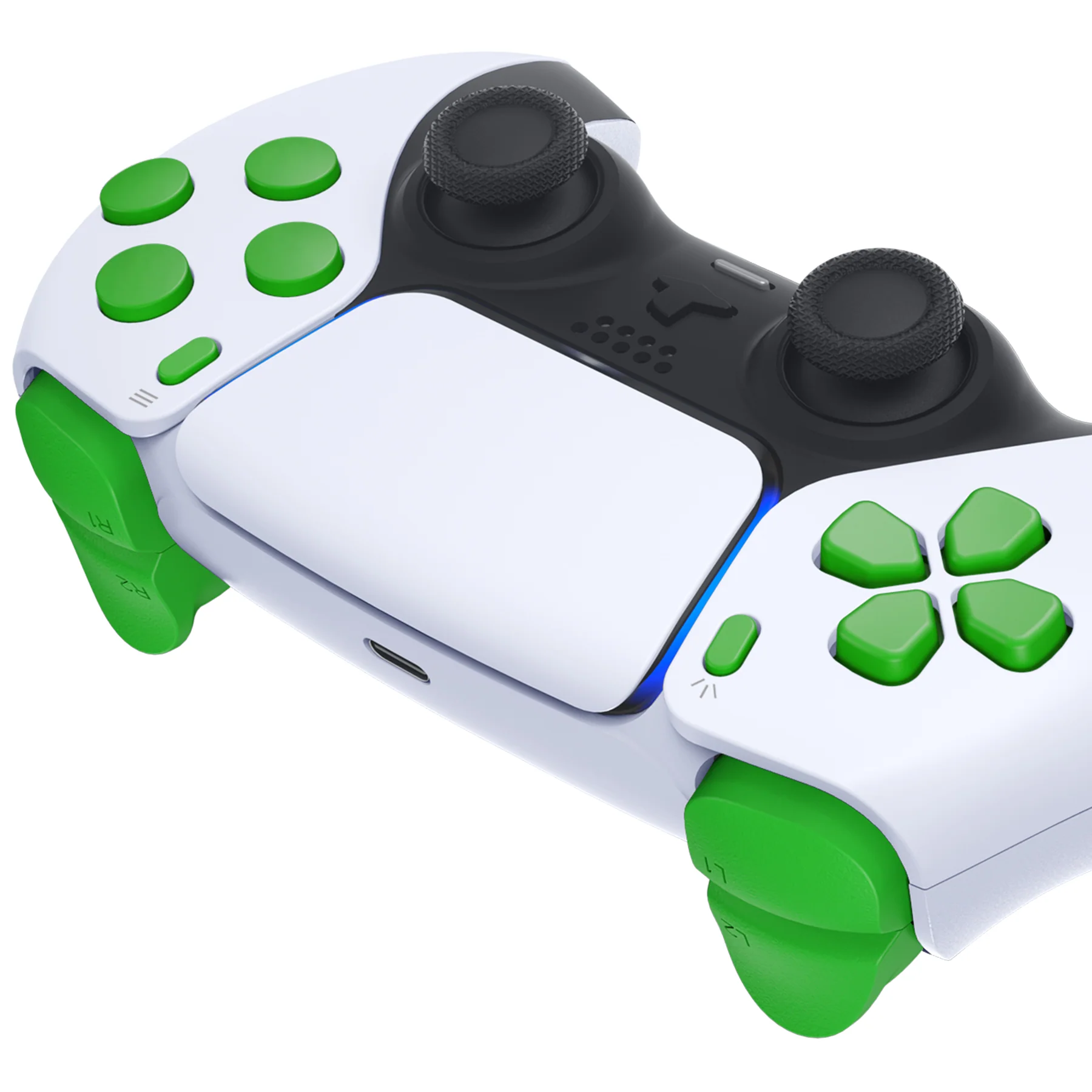 eXtremeRate Replacement Full Set Buttons Compatible with PS5 Controller BDM-030/040/050/060 - Green - Image 7