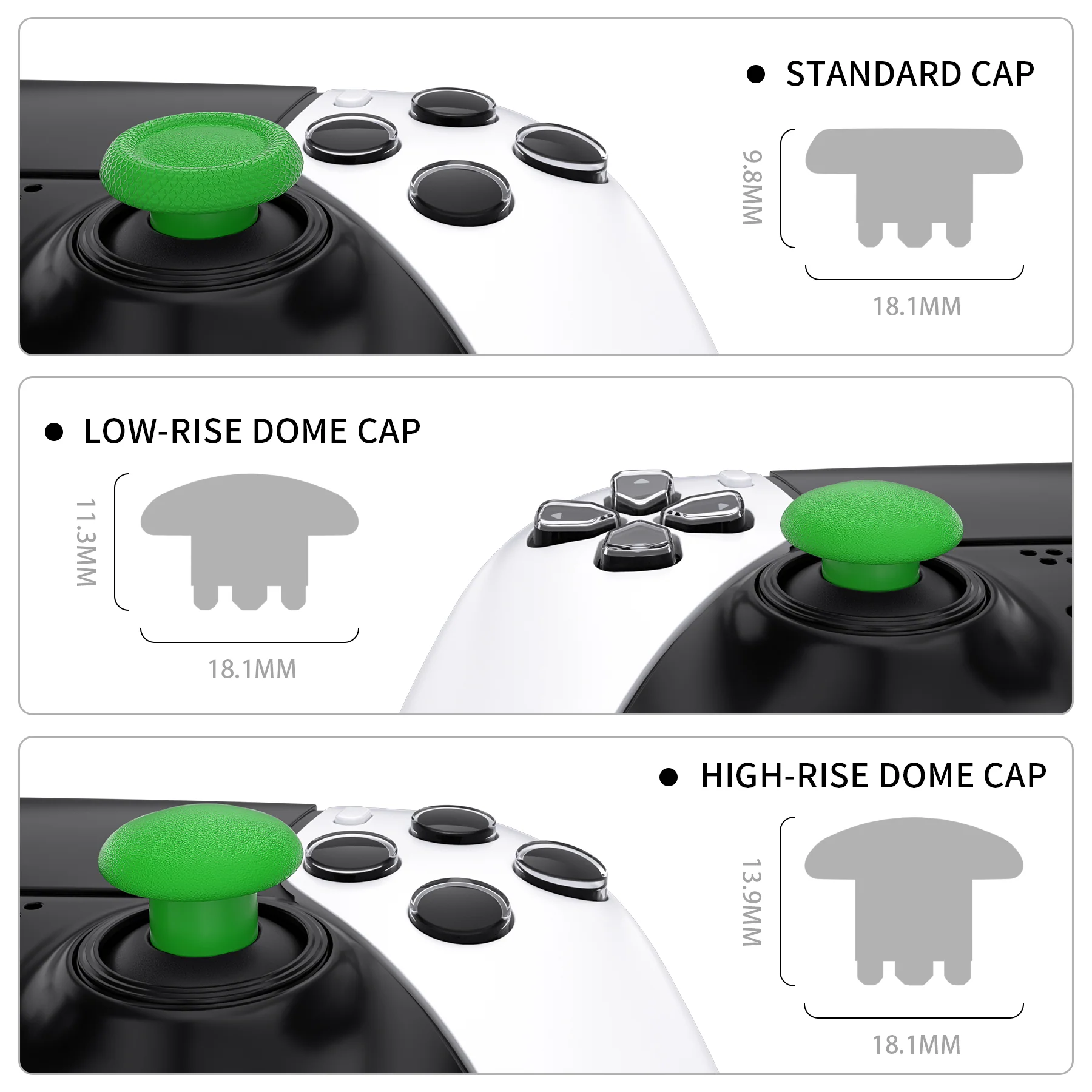 eXtremeRate Replacement Swappable Thumbsticks for PS5 Edge Controller - Green - Image 3