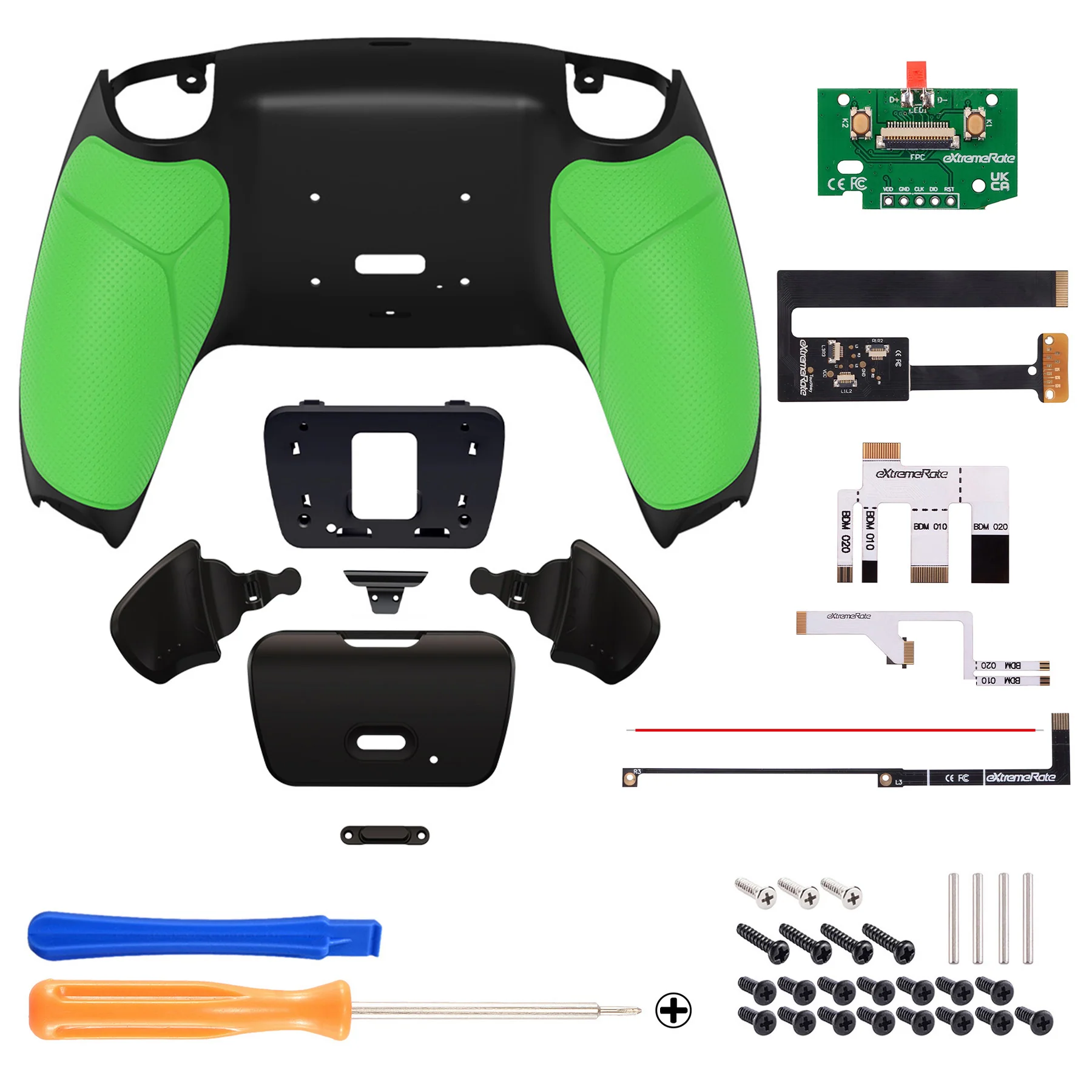 eXtremeRate Remappable Rise 2.0 Remap Kit for PS5 Controller BDM-010 & BDM-020 - Rubberized Green - Image 2