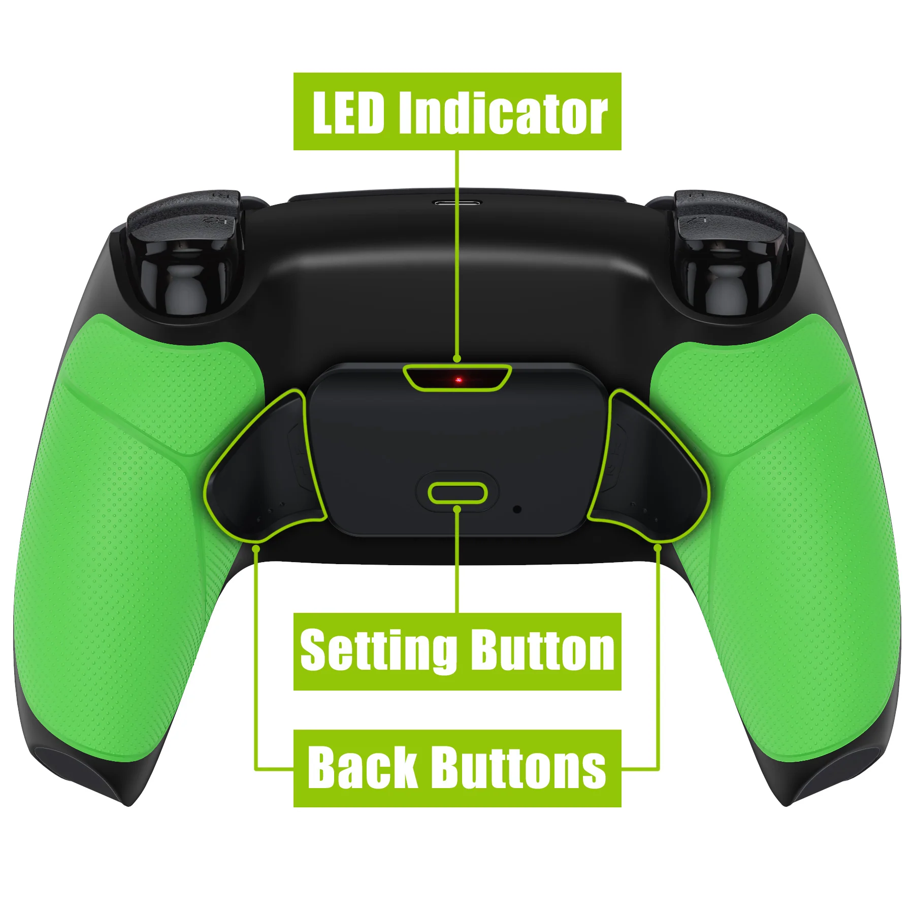 eXtremeRate Remappable Rise 2.0 Remap Kit for PS5 Controller BDM-010 & BDM-020 - Rubberized Green - Image 4