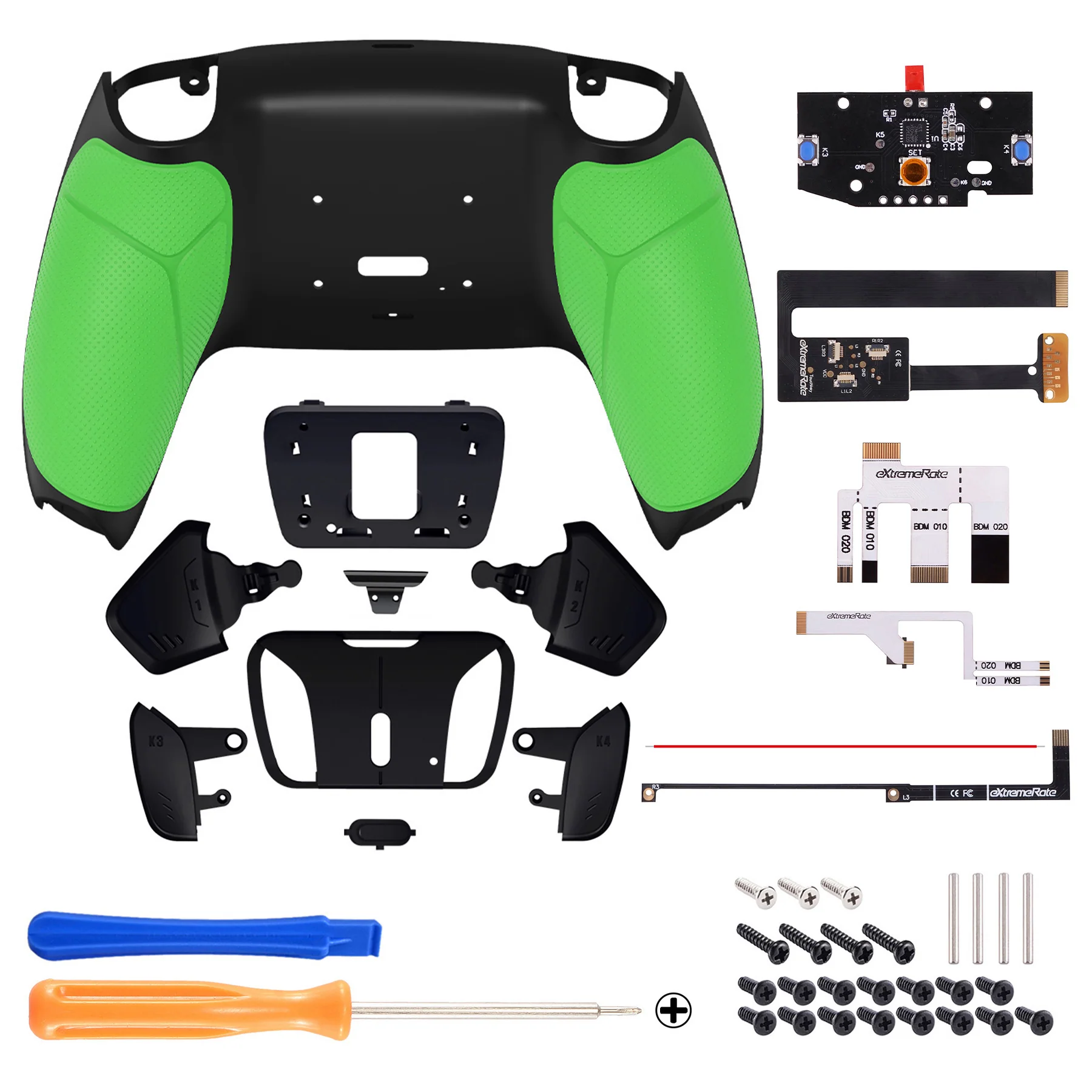 eXtremeRate Remappable RISE4 Remap Kit for PS5 Controller BDM-010/020 - Rubberized Green - Image 2