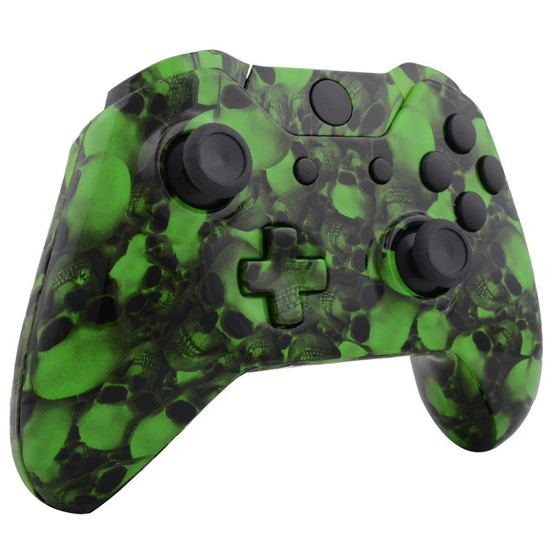 eXtremeRate Replacement Full Set Shells with Buttons for Xbox One Controller - Green Skull - Image 4