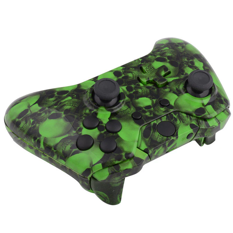 eXtremeRate Replacement Full Set Shells with Buttons for Xbox One Controller - Green Skull - Image 7