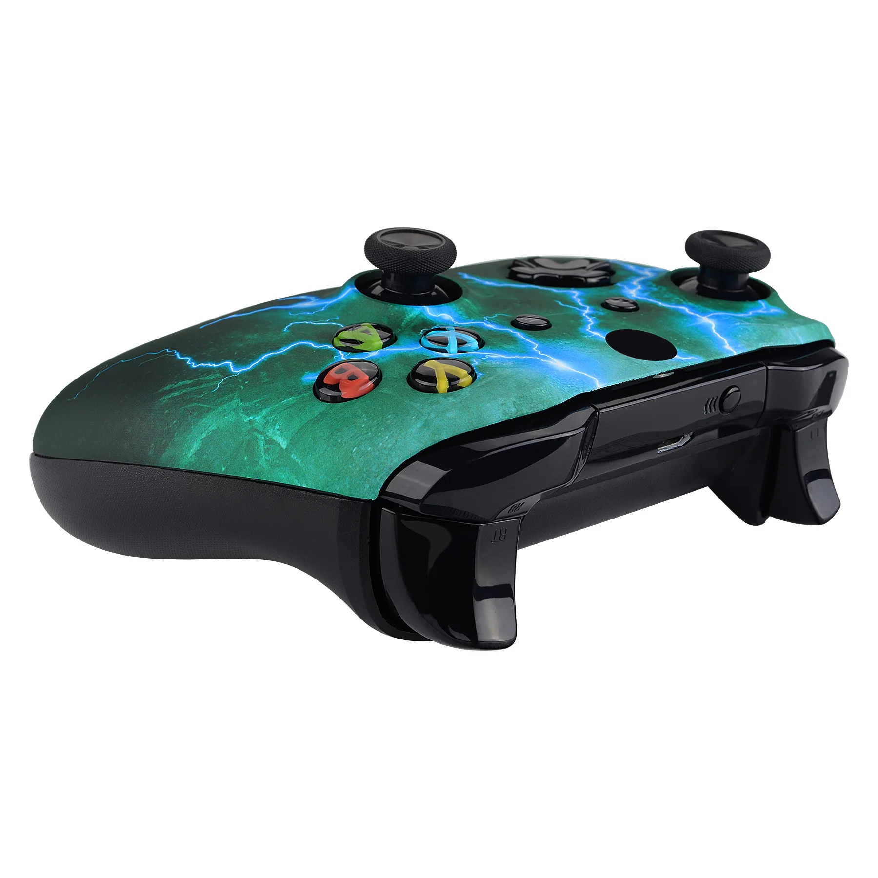eXtremeRate Replacement Front Housing Shell for Xbox One X & S Controller (Model 1708) - Green Storm Thunder - Image 6