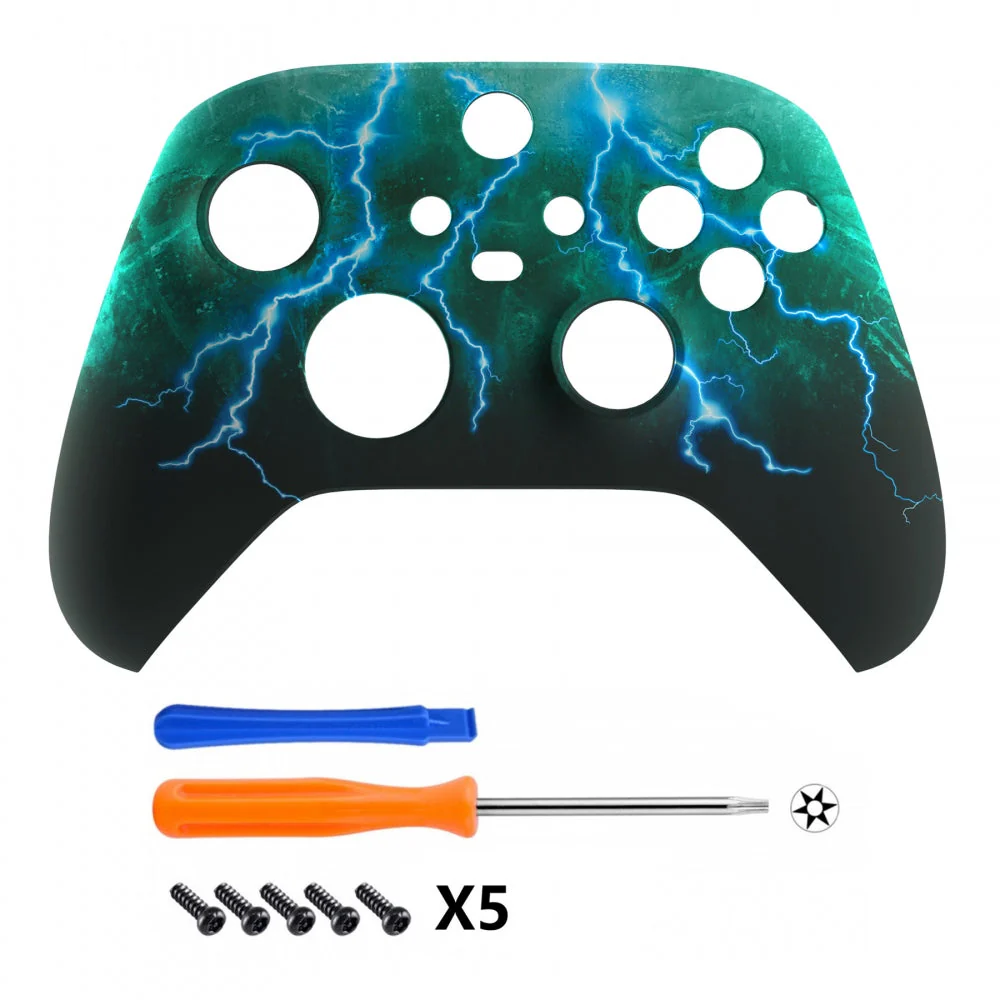 eXtremeRate Replacement Front Housing Shell for Xbox Series X & S Controller - Green Storm Thunder - Image 2
