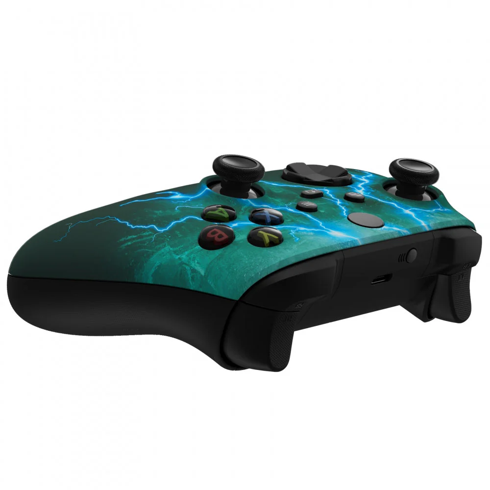 eXtremeRate Replacement Front Housing Shell for Xbox Series X & S Controller - Green Storm Thunder - Image 6