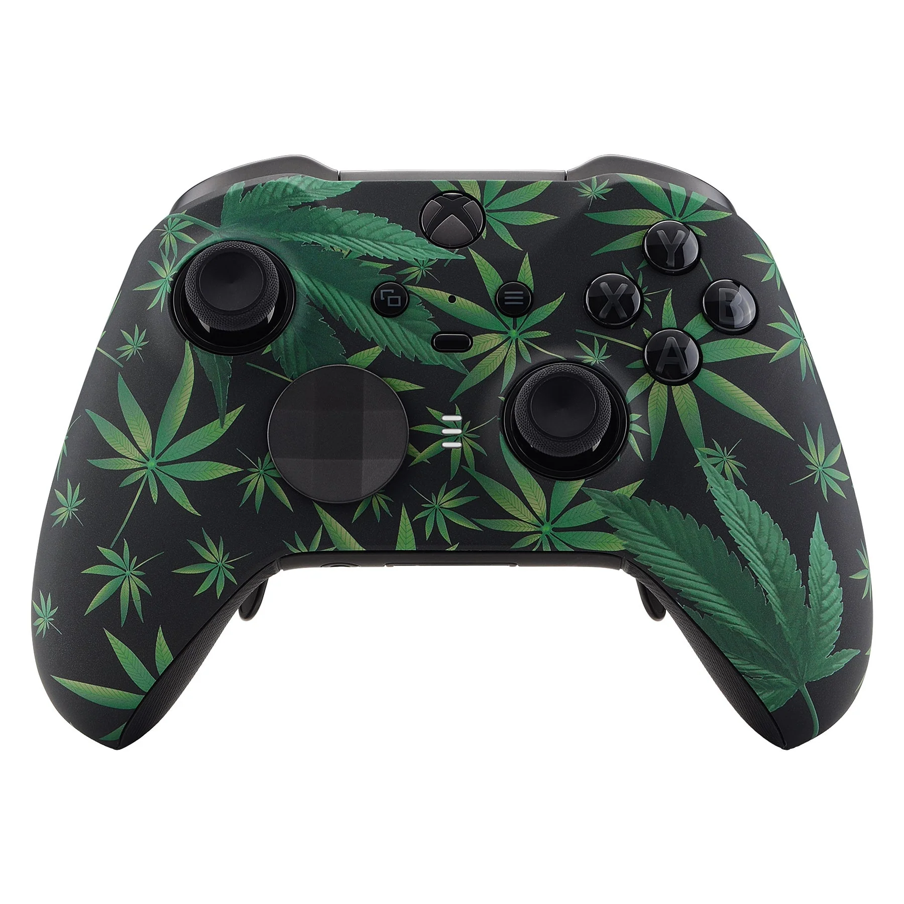 eXtremeRate Replacement Front Housing Shell Case with Accent Rings for Xbox One Elite Series 2 & Elite 2 Core Controller (Model 1797) - Green Weeds - Image 2