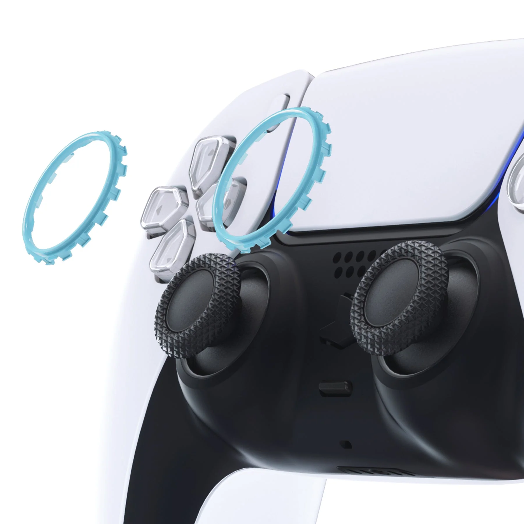 eXtremeRate Custom Replacement Accent Rings for PS5 Controller - Heaven Blue - Image 4