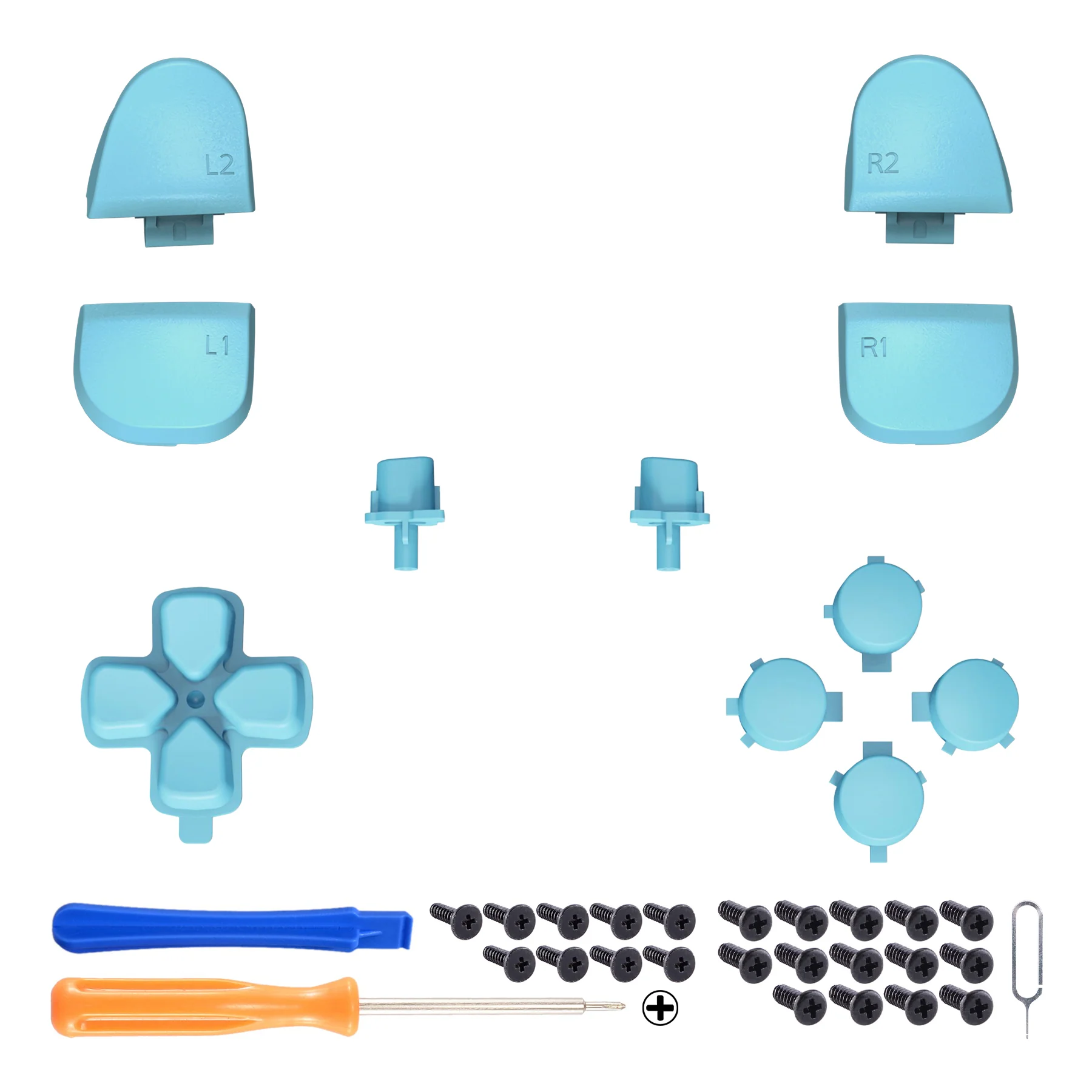 eXtremeRate Replacement Full Set Buttons Compatible with PS5 Controller BDM-030/040/050/060 - Heaven Blue - Image 2