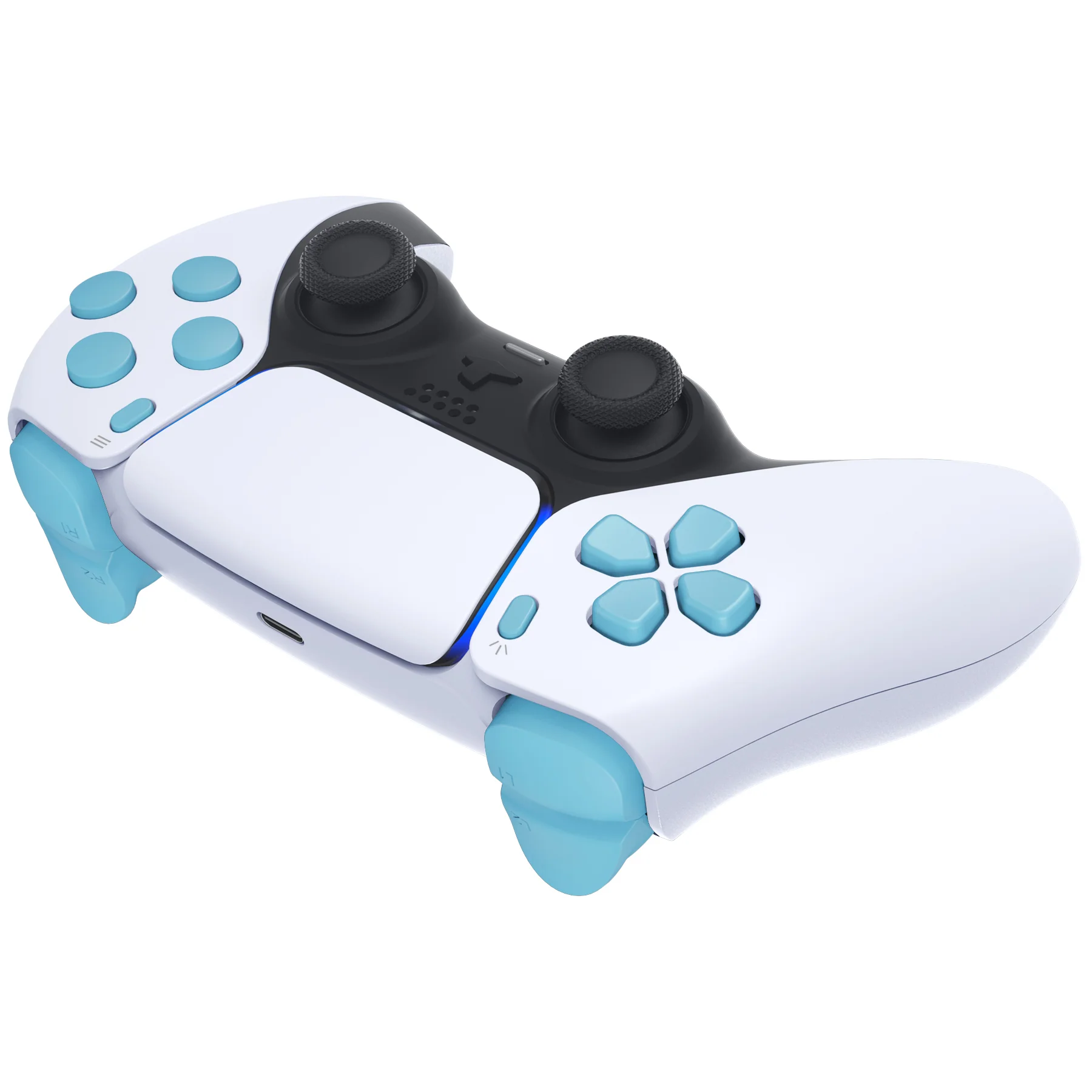 eXtremeRate Replacement Full Set Buttons Compatible with PS5 Controller BDM-030/040/050/060 - Heaven Blue - Image 7