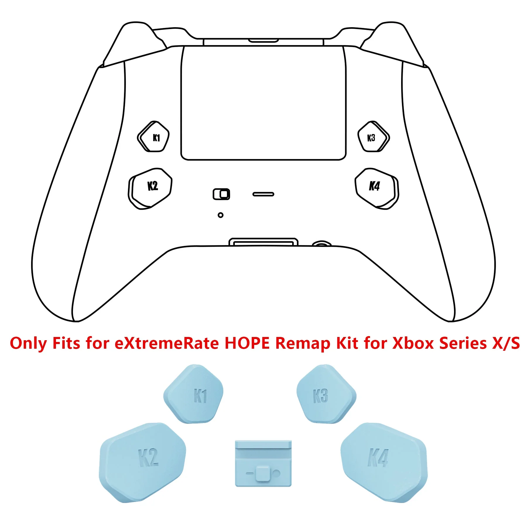 eXtremeRate Redesigned K1 K2 K3 K4 Back Buttons Paddles & Toggle Switch for eXtremerate Hope Remap Kit, Compatible with Xbox Series X/S Controller - Heaven Blue - Image 3