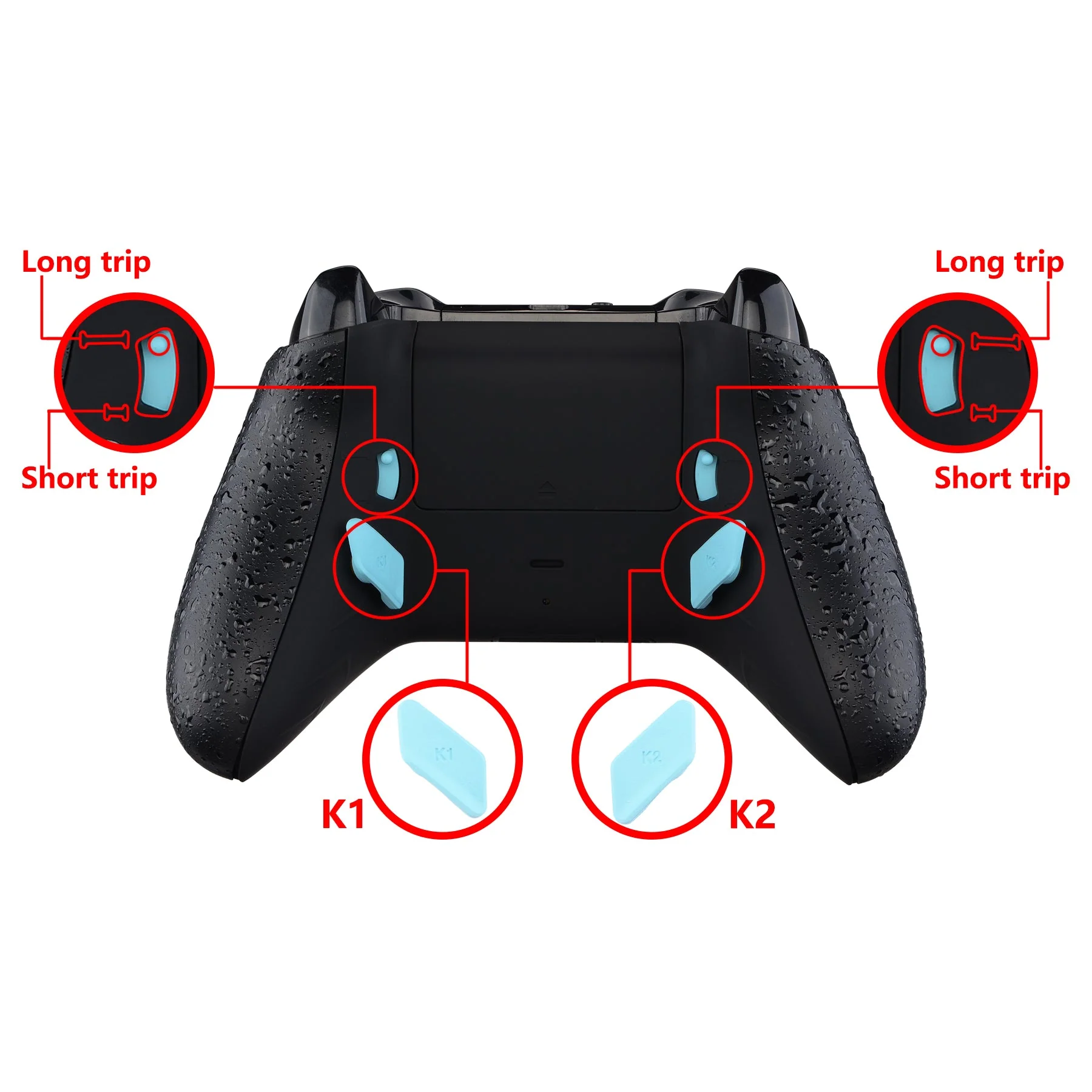 eXtremeRate Replacement Redesigned Back Buttons HK3 HK4 Trigger lock K1 K2 Paddles for eXtremeRate LOFTY Remap & Trigger Stop Kit, Compatible with Xbox One X & S Controller - Heaven Blue - Image 4