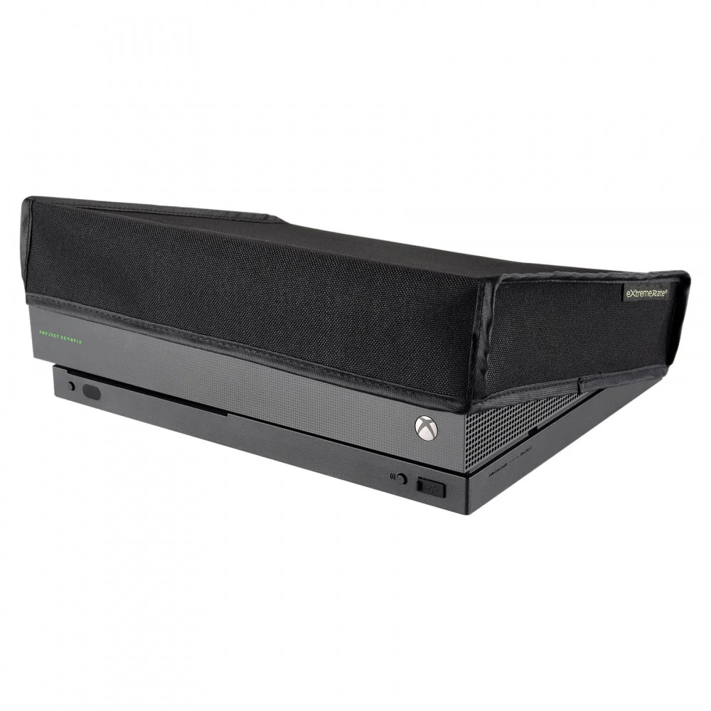 eXtremeRate Custom Waterproof Dustproof Horizontal Dust Cover for Xbox One X Project Scorpio Console - Black - Image 7
