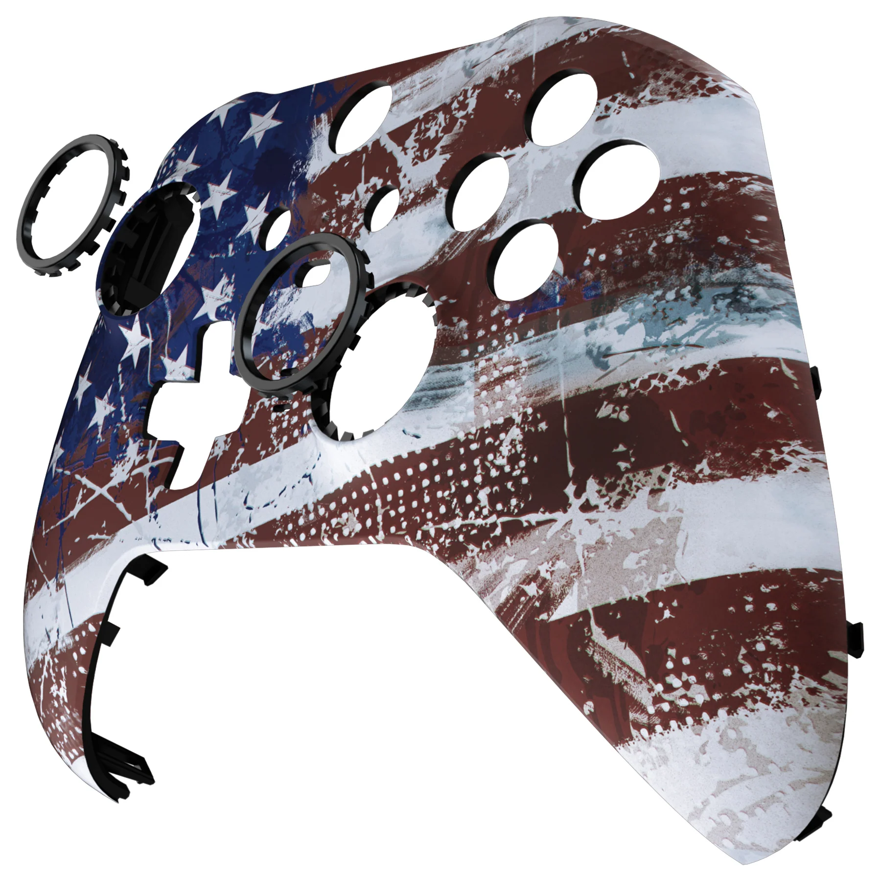 eXtremeRate Replacement Front Housing Shell Case with Accent Rings for Xbox One Elite Series 2 & Elite 2 Core Controller (Model 1797) - Impression US Flag - Image 9