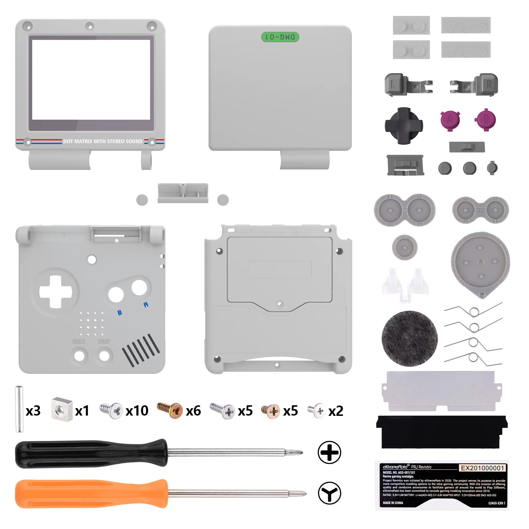 eXtremeRate IPS Ready Upgraded Replacement Full Set Shells with Buttons for Gameboy Advance SP GBA SP, Compatible with Both IPS & Standard LCD - Classic 1989 GB DMG-01 Style - Image 2
