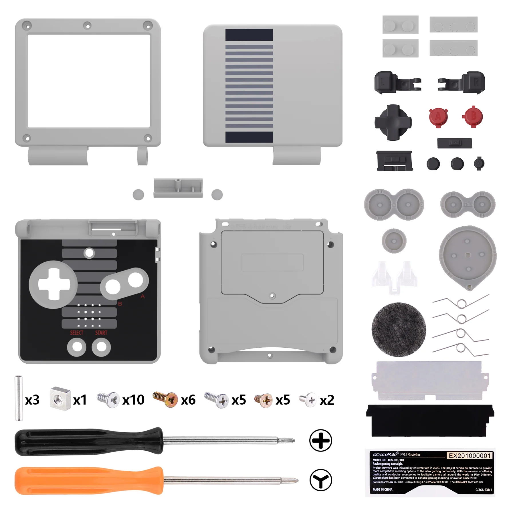 eXtremeRate IPS Ready Upgraded Replacement Full Set Shells with Buttons for Gameboy Advance SP GBA SP, Compatible with Both IPS & Standard LCD - Classic NES Style - Image 2