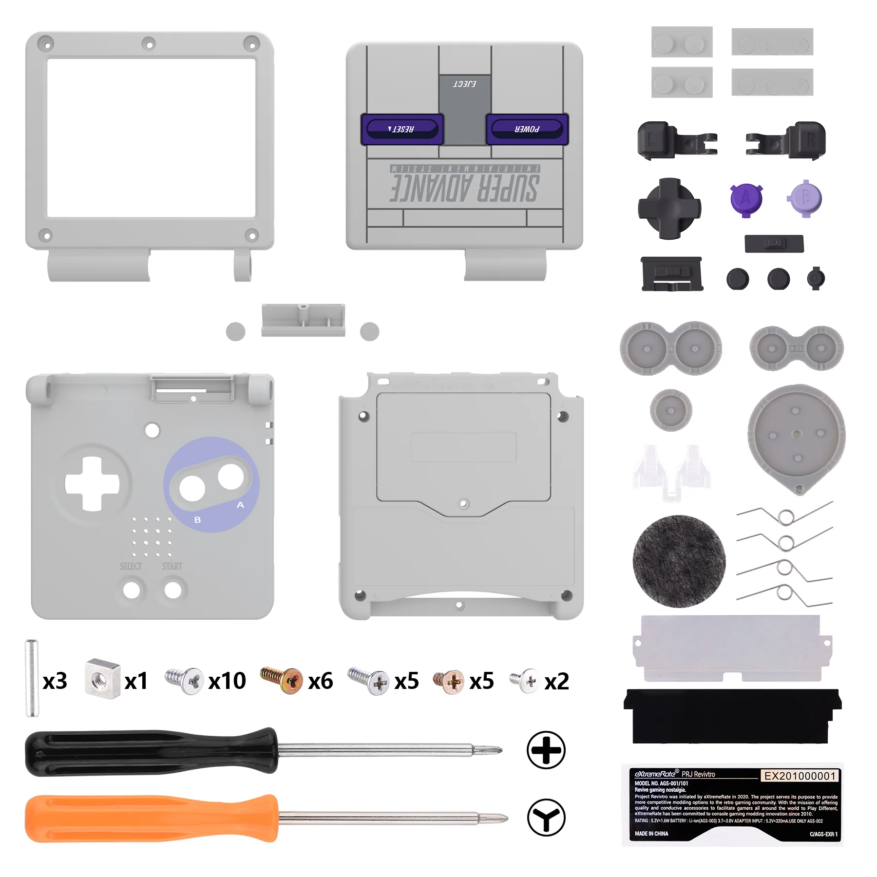 eXtremeRate IPS Ready Upgraded Replacement Full Set Shells with Buttons for Gameboy Advance SP GBA SP, Compatible with Both IPS & Standard LCD - Classic SNES Style - Image 2