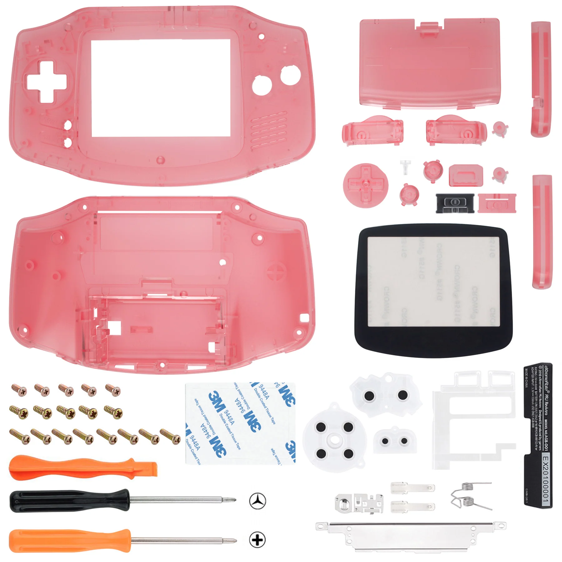 eXtremeRate IPS Ready Upgraded GBA Replacement Full Set Shells with Buttons for Gameboy Advance, Compatible with Both IPS & Standard LCD - Cherry Pink - Black Screen Lens - Image 2