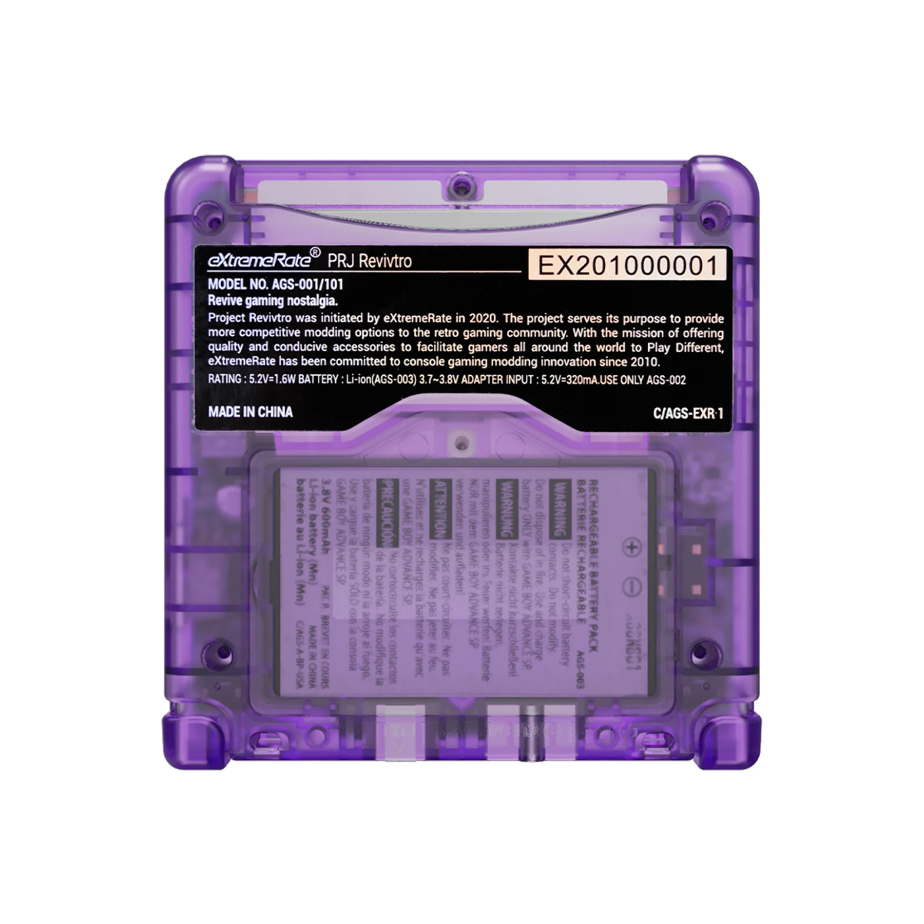 eXtremeRate IPS Ready Upgraded Replacement Full Set Shells with Buttons for Gameboy Advance SP GBA SP, Compatible with Both IPS & Standard LCD - Clear Atomic Purple - Image 7