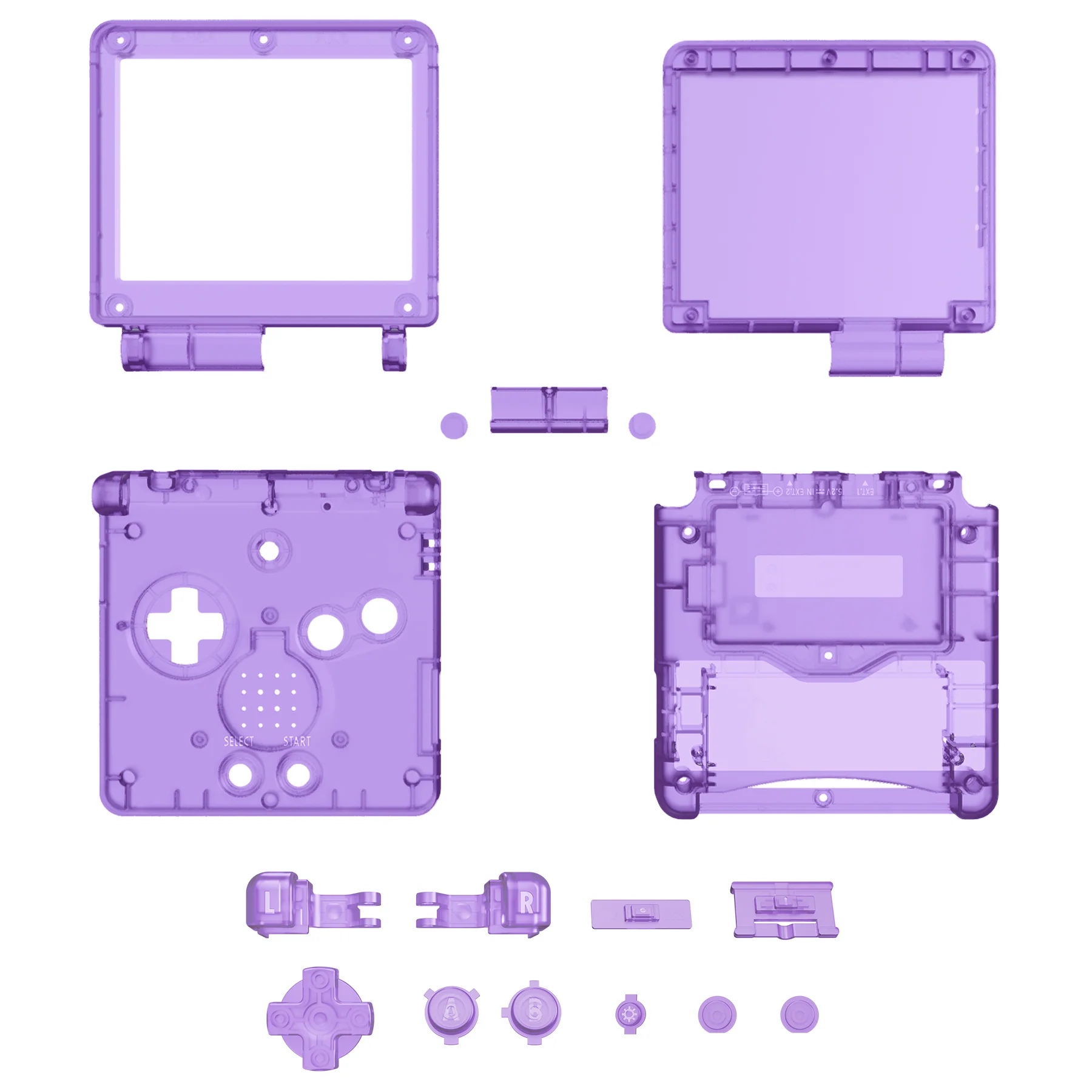eXtremeRate IPS Ready Upgraded Replacement Full Set Shells with Buttons for Gameboy Advance SP GBA SP, Compatible with Both IPS & Standard LCD - Clear Atomic Purple - Image 8