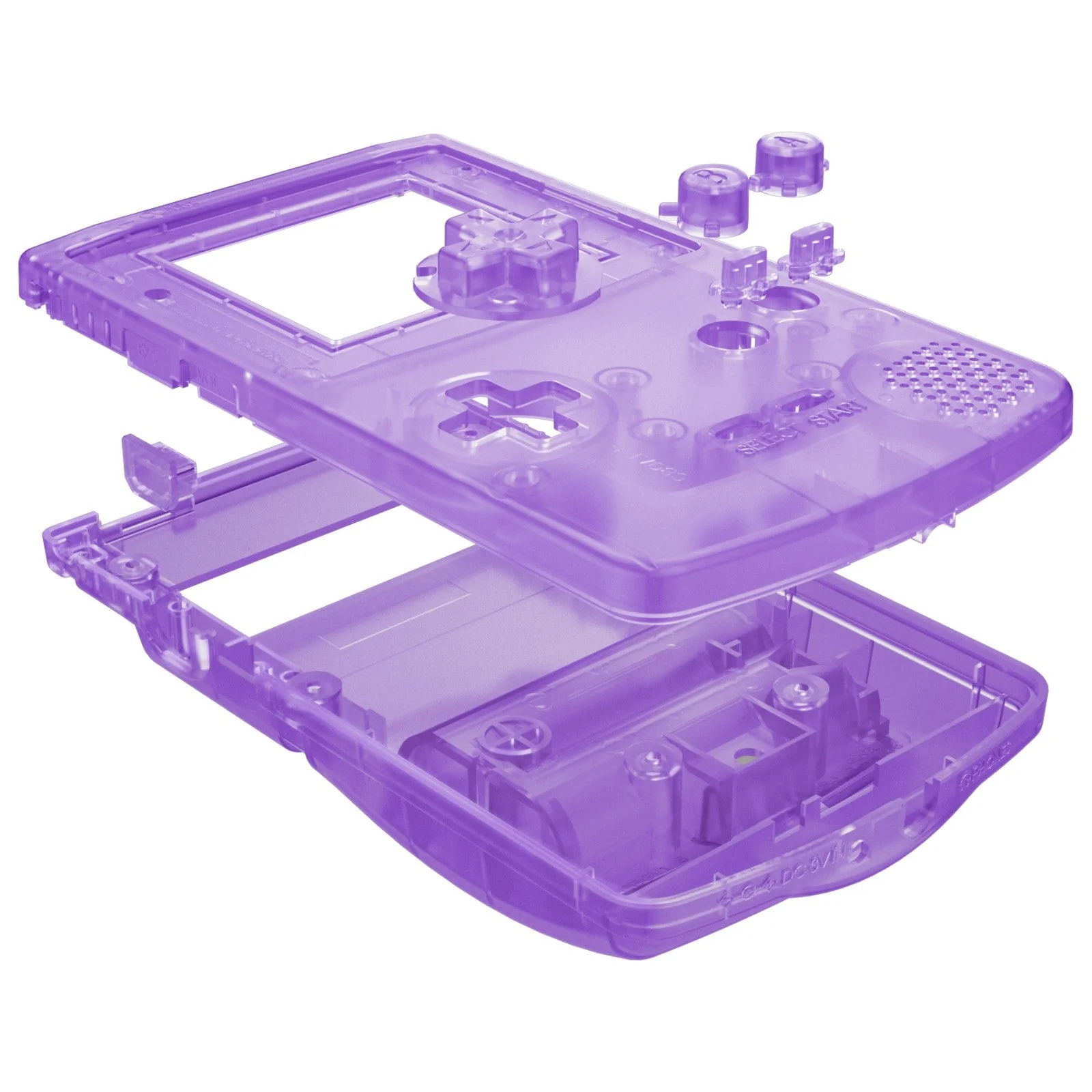 eXtremeRate IPS Ready Upgraded GBC Replacement Full Set Shells with Buttons for Gameboy Color, Compatible with GBC OSD IPS & Regular IPS & Standard LCD - Clear Atomic Purple - Image 8