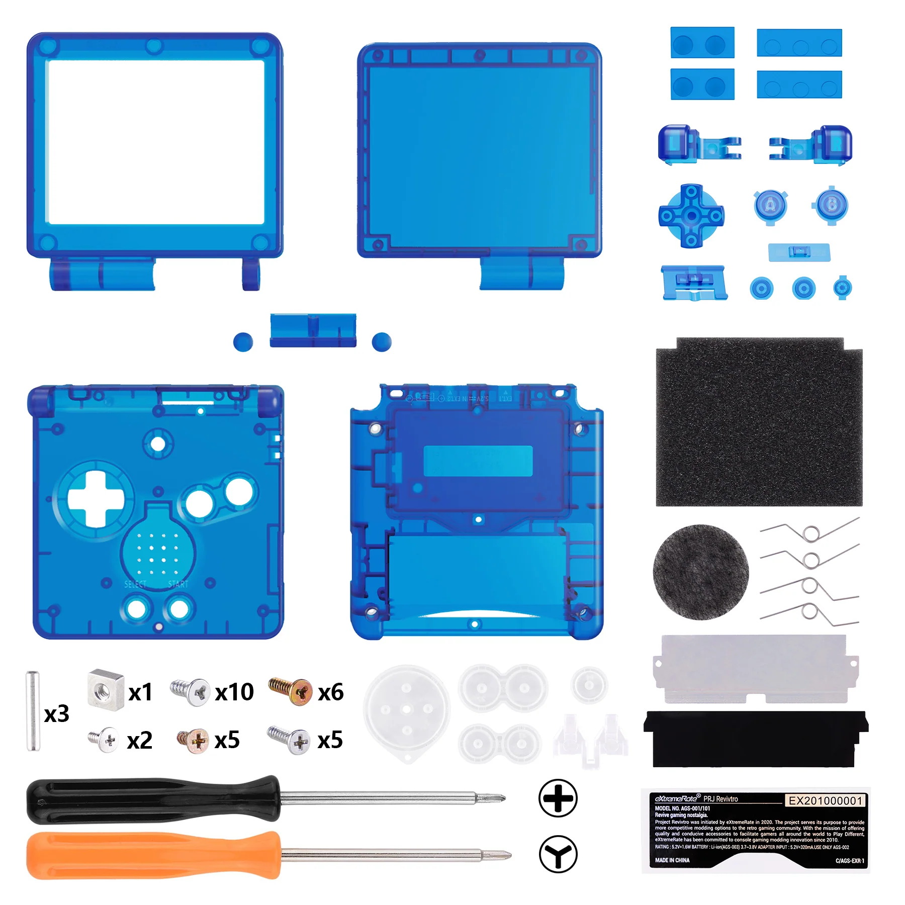 eXtremeRate IPS Ready Upgraded Replacement Full Set Shells with Buttons for Gameboy Advance SP GBA SP, Compatible with Both IPS & Standard LCD - Clear Blue - Image 2