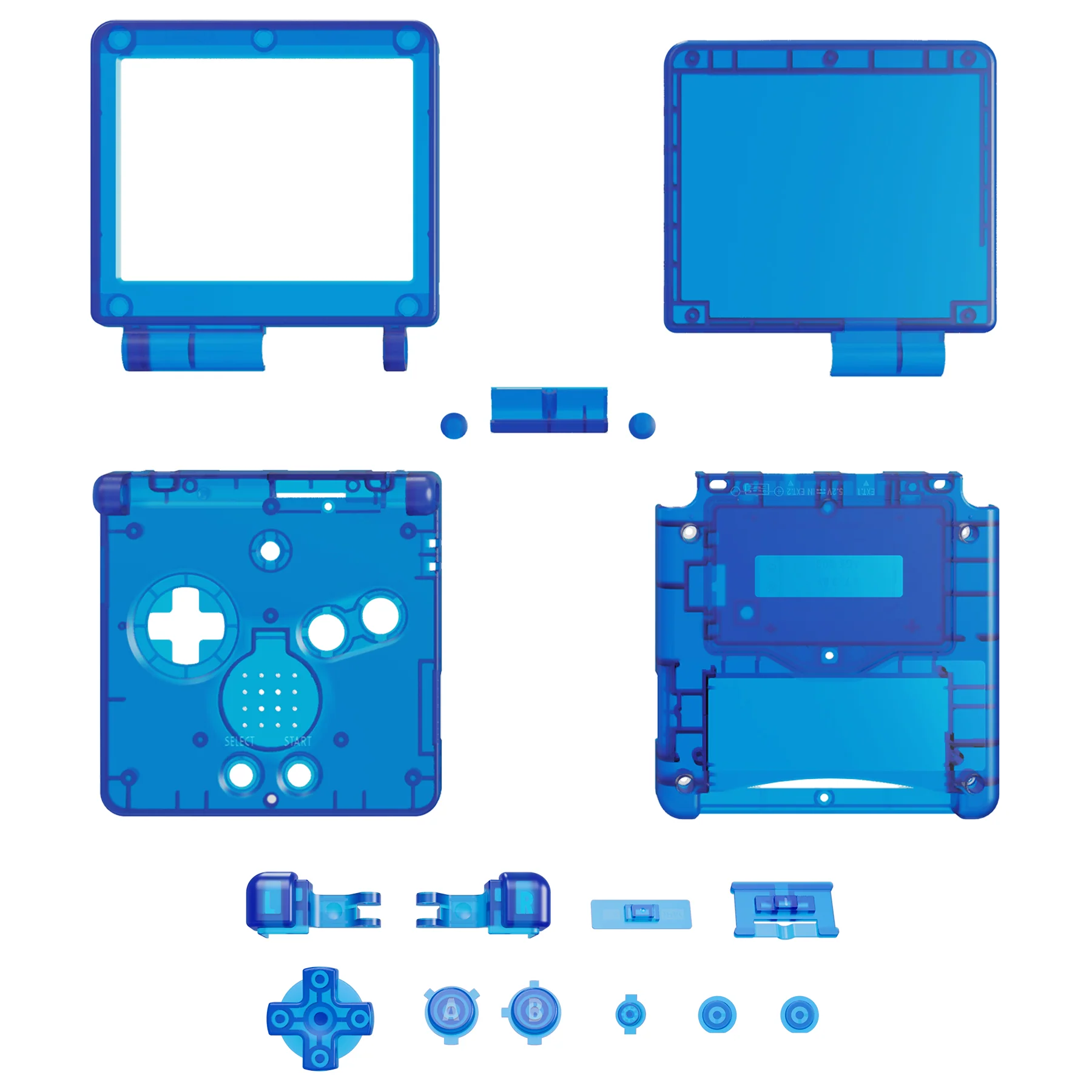 eXtremeRate IPS Ready Upgraded Replacement Full Set Shells with Buttons for Gameboy Advance SP GBA SP, Compatible with Both IPS & Standard LCD - Clear Blue - Image 8