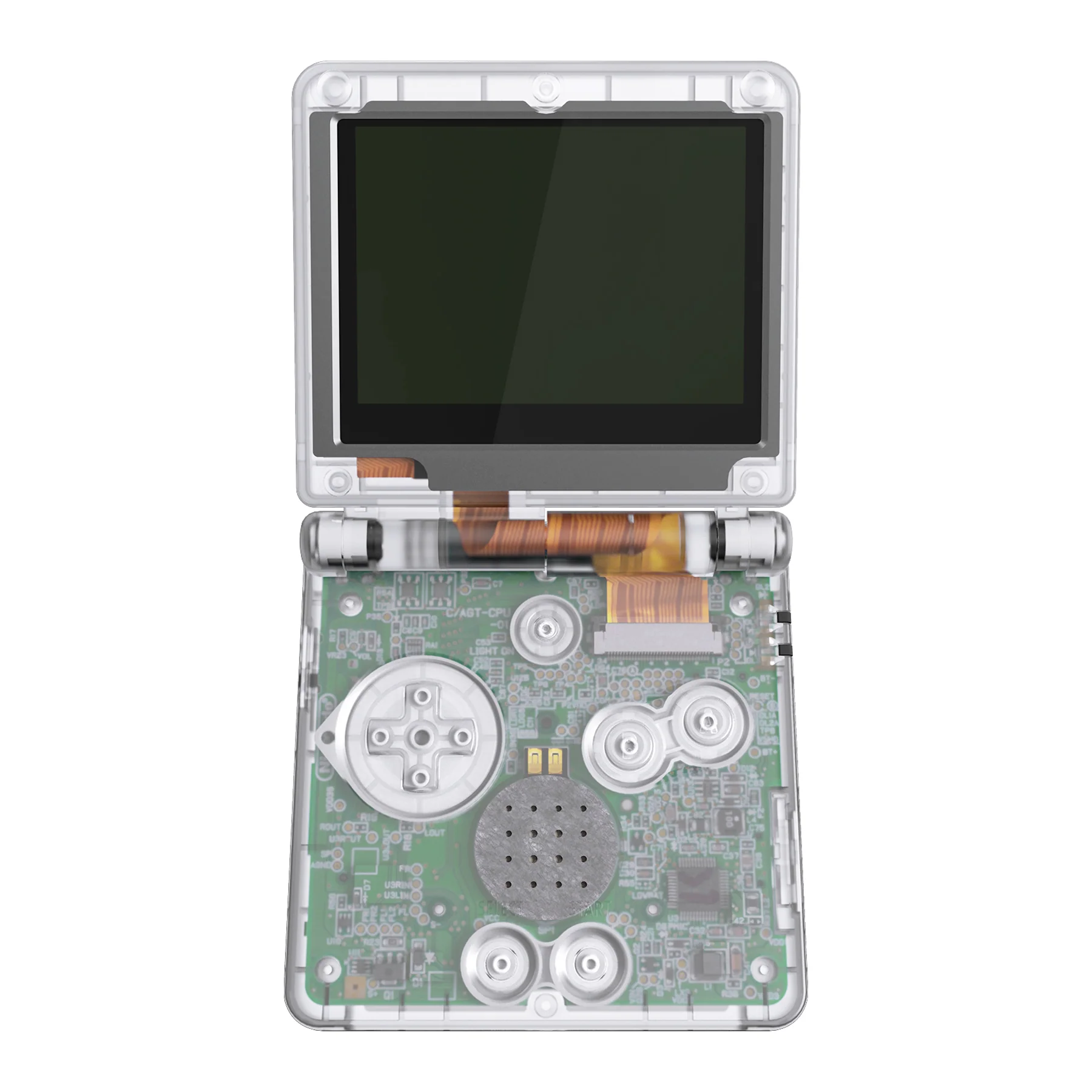 eXtremeRate IPS Ready Upgraded Replacement Full Set Shells with Buttons for Gameboy Advance SP GBA SP, Compatible with Both IPS & Standard LCD - Transparent Clear - Image 3