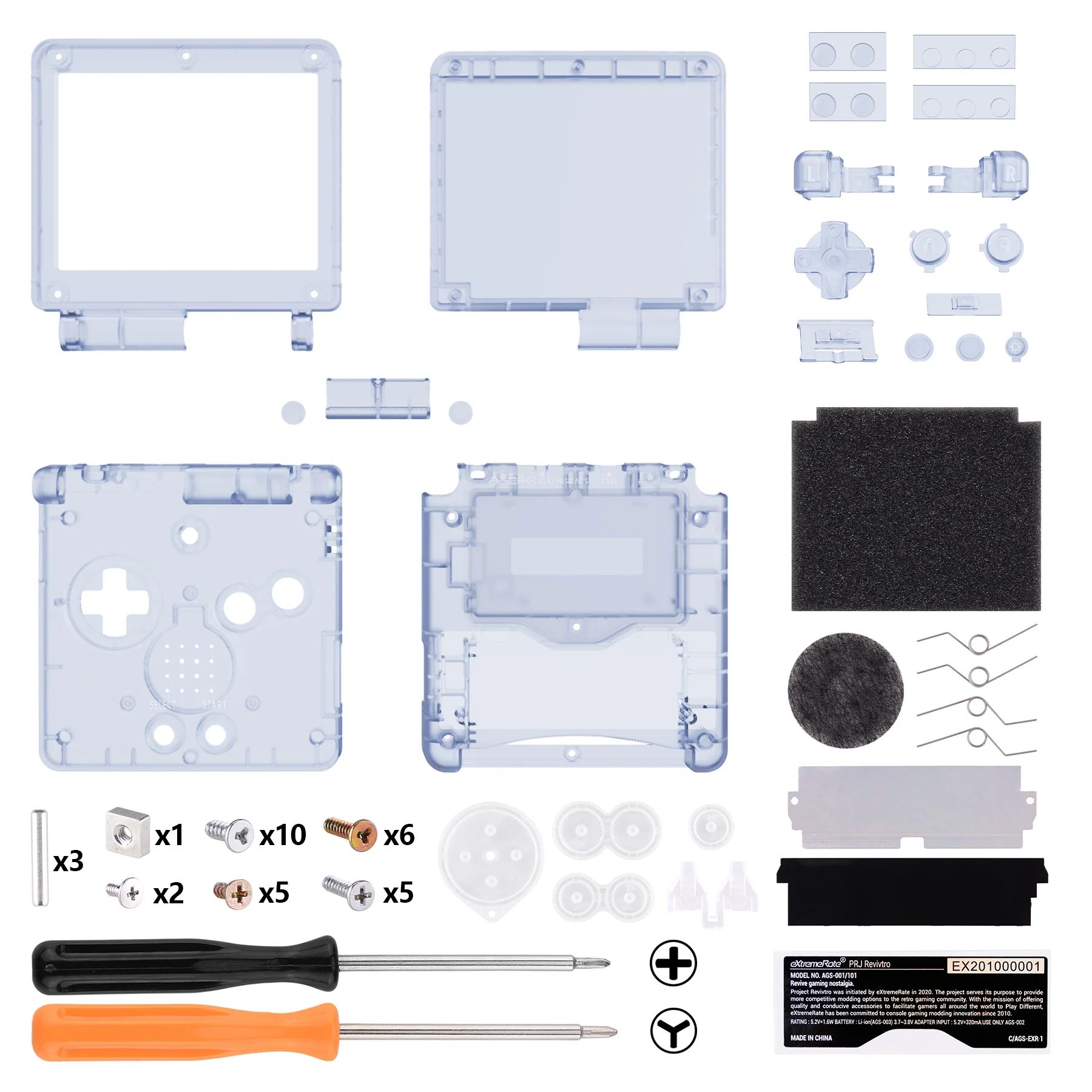 eXtremeRate IPS Ready Upgraded Replacement Full Set Shells with Buttons for Gameboy Advance SP GBA SP, Compatible with Both IPS & Standard LCD - Clear Glacier Blue - Image 2