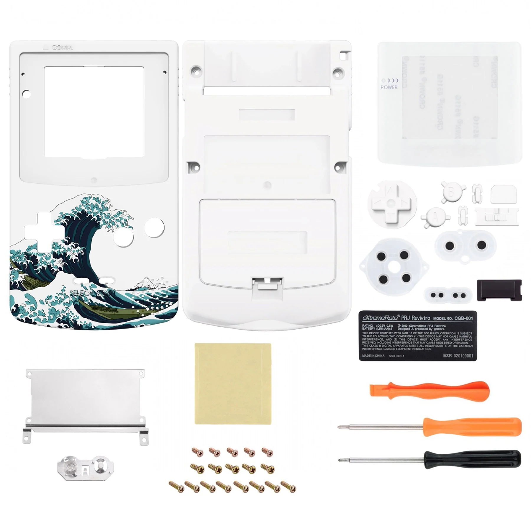 eXtremeRate IPS Ready Upgraded GBC Replacement Full Set Shells with Buttons for Gameboy Color, Compatible with GBC OSD IPS & Regular IPS & Standard LCD - The Great Wave - Image 2