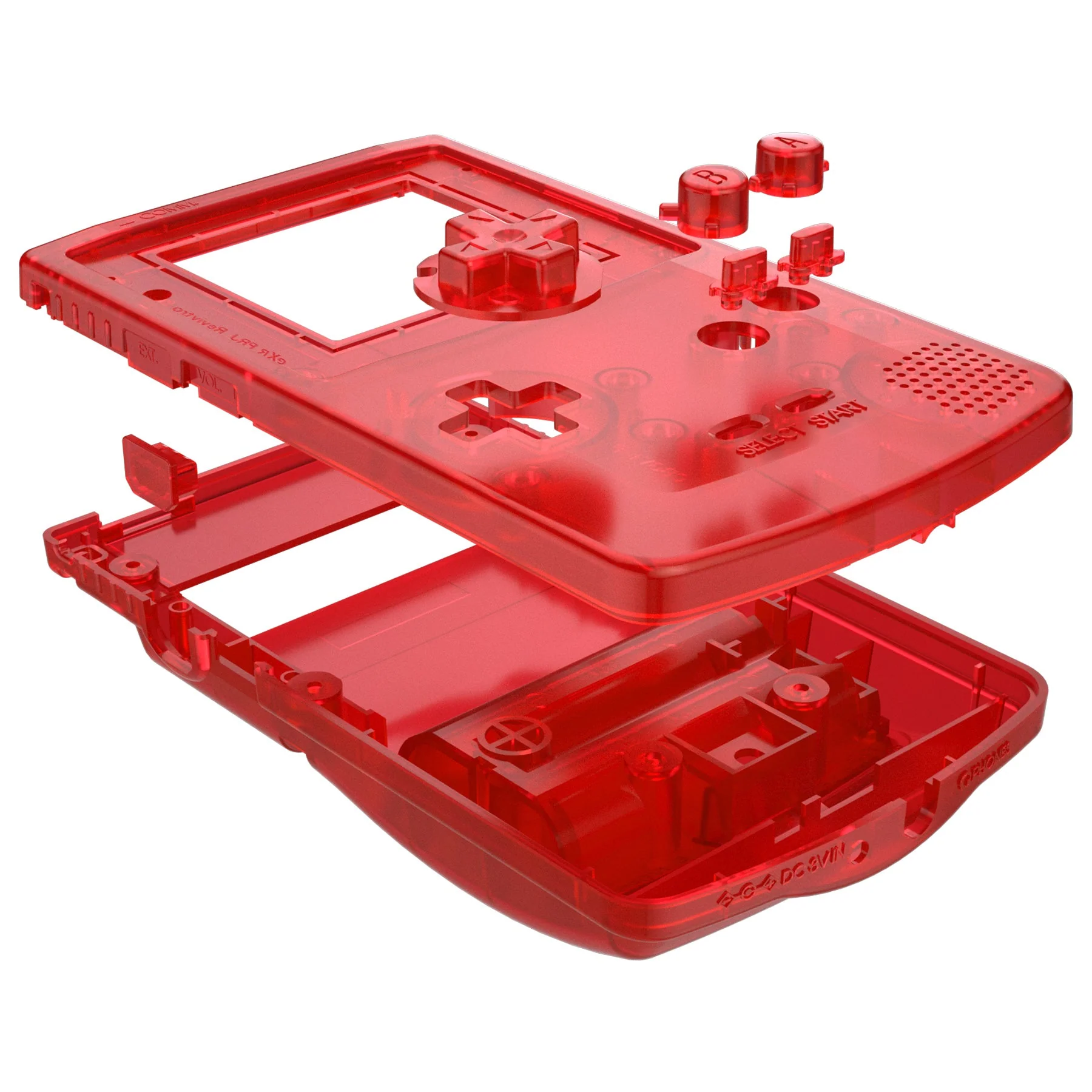 eXtremeRate IPS Ready Upgraded GBC Replacement Full Set Shells with Buttons for Gameboy Color, Compatible with GBC OSD IPS & Regular IPS & Standard LCD - Clear Red - Image 8