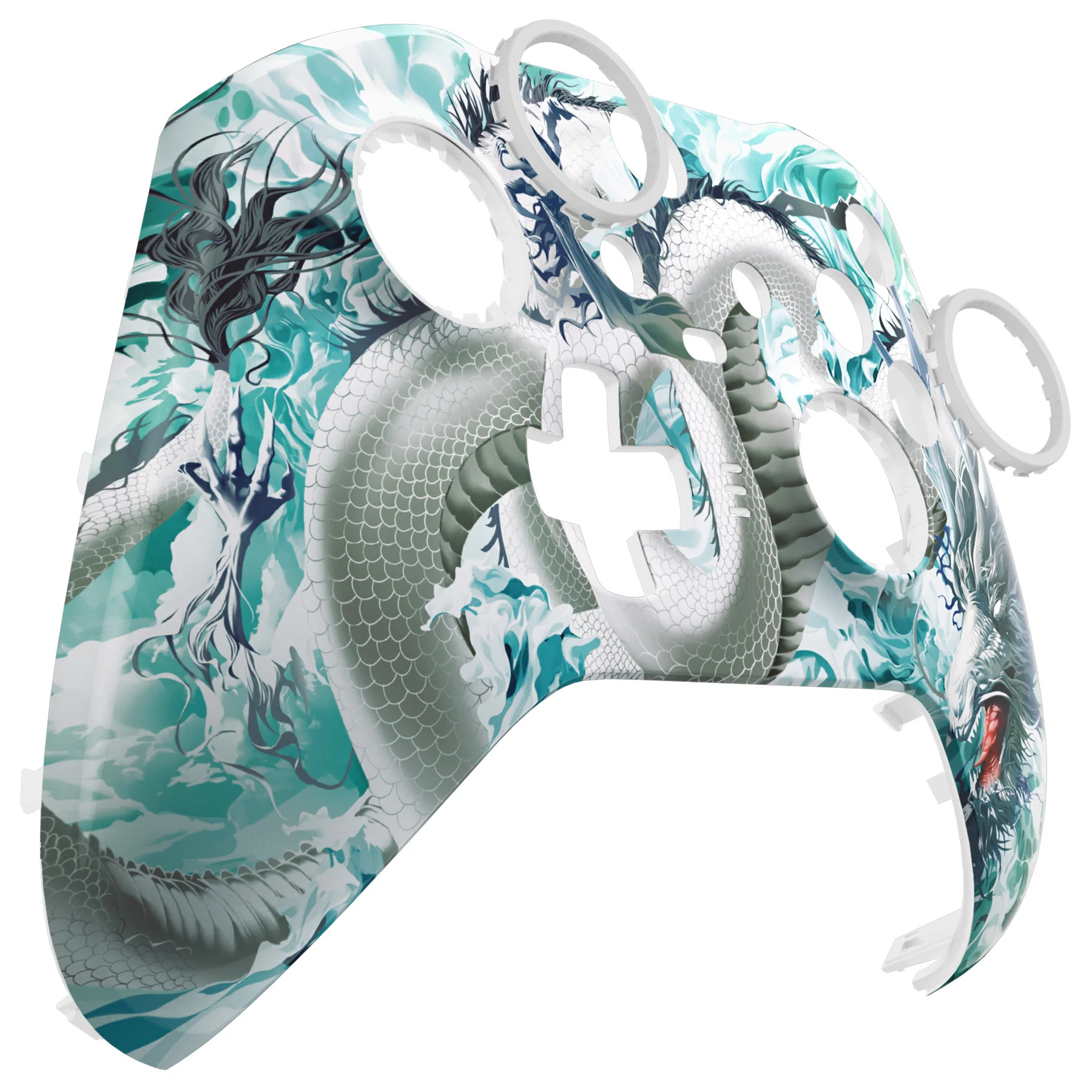 eXtremeRate Replacement Front Housing Shell Case with Accent Rings for Xbox One Elite Series 2 & Elite 2 Core Controller (Model 1797) - Jade Dragon - Cloud Dominator - Image 10