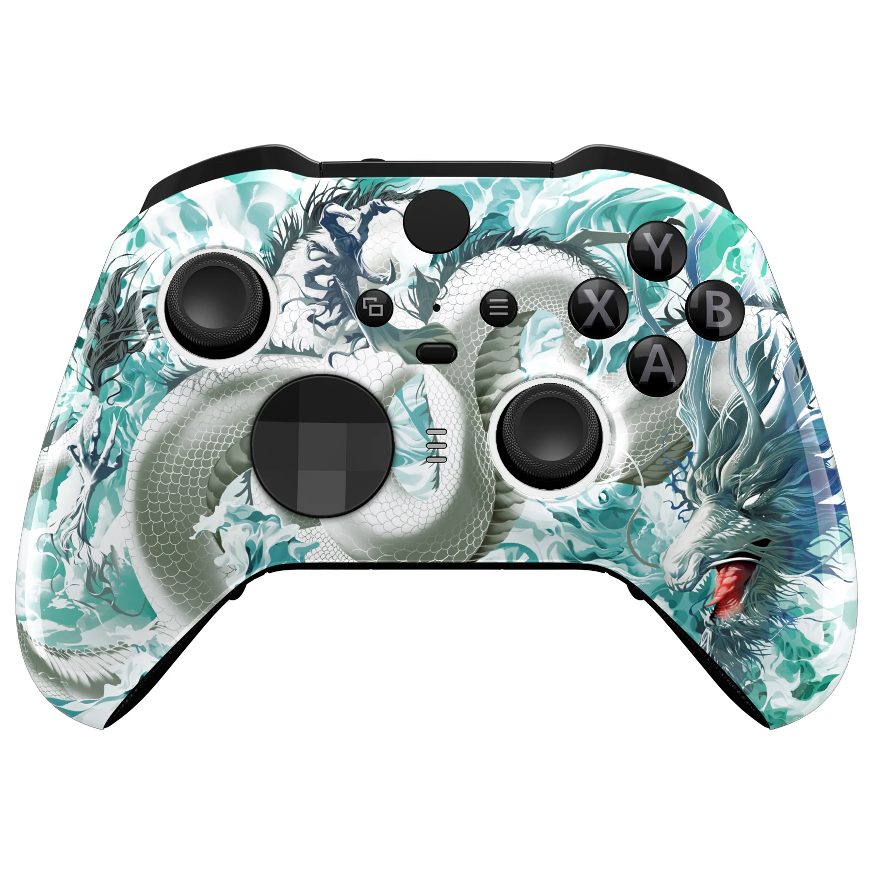 eXtremeRate Replacement Front Housing Shell Case with Accent Rings for Xbox One Elite Series 2 & Elite 2 Core Controller (Model 1797) - Jade Dragon - Cloud Dominator - Image 2