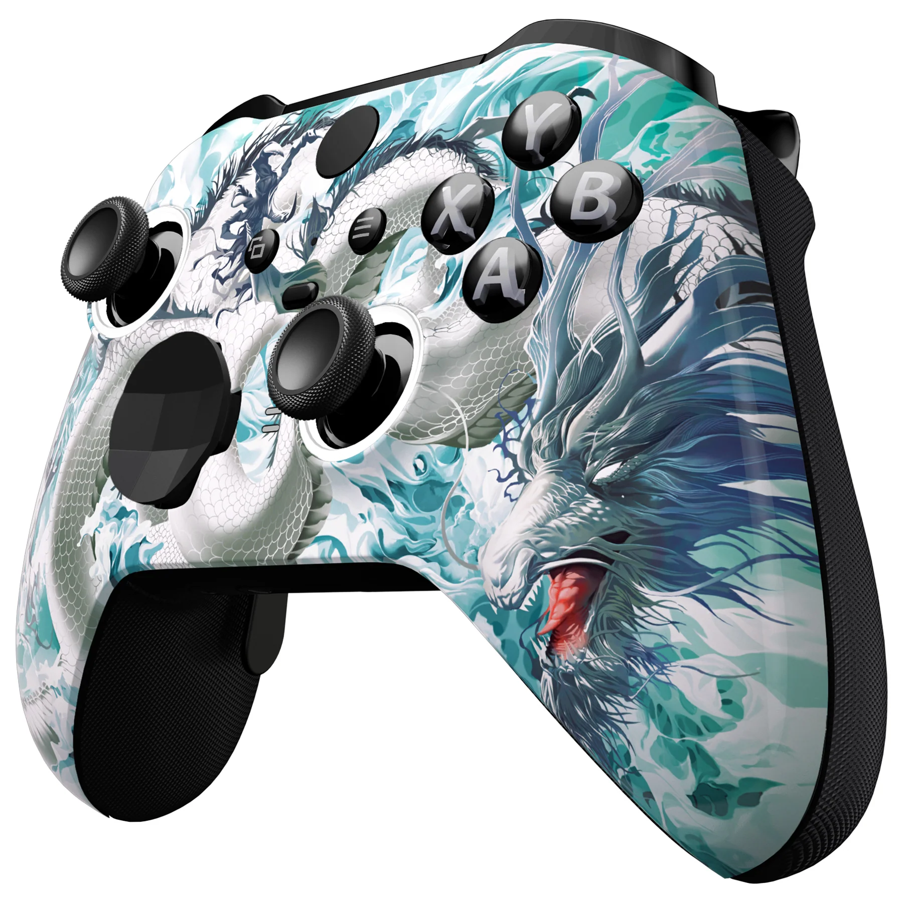 eXtremeRate Replacement Front Housing Shell Case with Accent Rings for Xbox One Elite Series 2 & Elite 2 Core Controller (Model 1797) - Jade Dragon - Cloud Dominator - Image 5