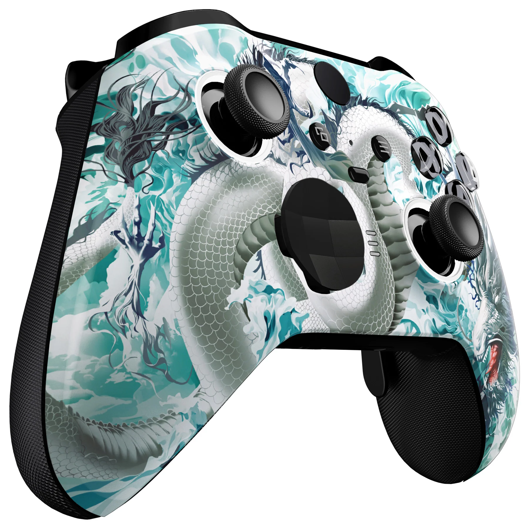 eXtremeRate Replacement Front Housing Shell Case with Accent Rings for Xbox One Elite Series 2 & Elite 2 Core Controller (Model 1797) - Jade Dragon - Cloud Dominator - Image 6