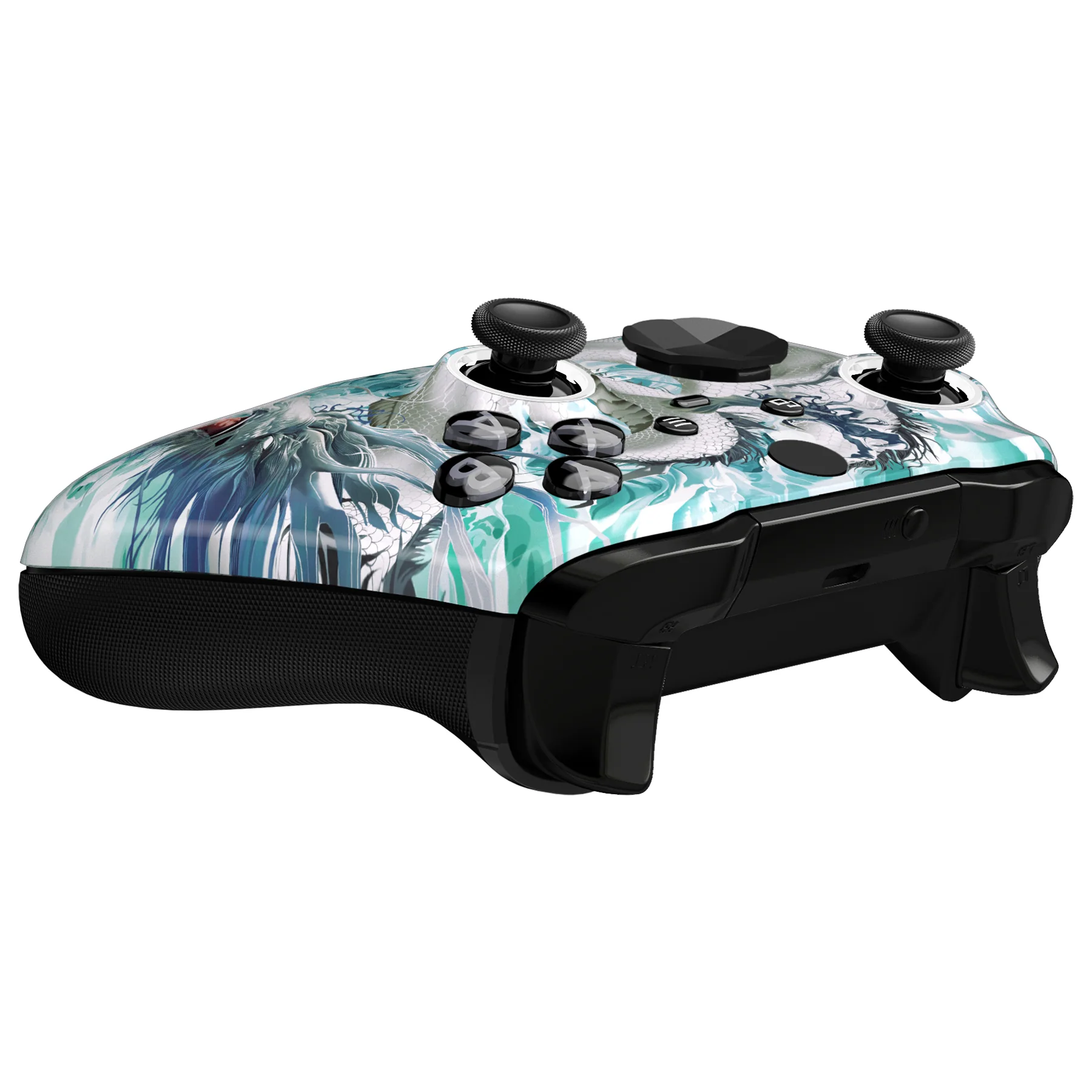 eXtremeRate Replacement Front Housing Shell Case with Accent Rings for Xbox One Elite Series 2 & Elite 2 Core Controller (Model 1797) - Jade Dragon - Cloud Dominator - Image 7