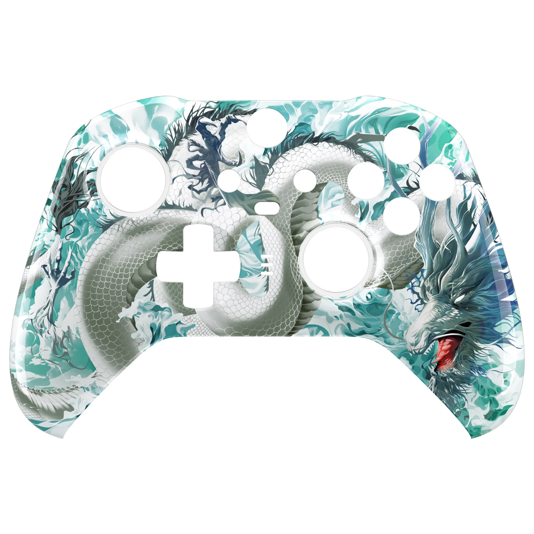 eXtremeRate Replacement Front Housing Shell Case with Accent Rings for Xbox One Elite Series 2 & Elite 2 Core Controller (Model 1797) - Jade Dragon - Cloud Dominator - Image 8