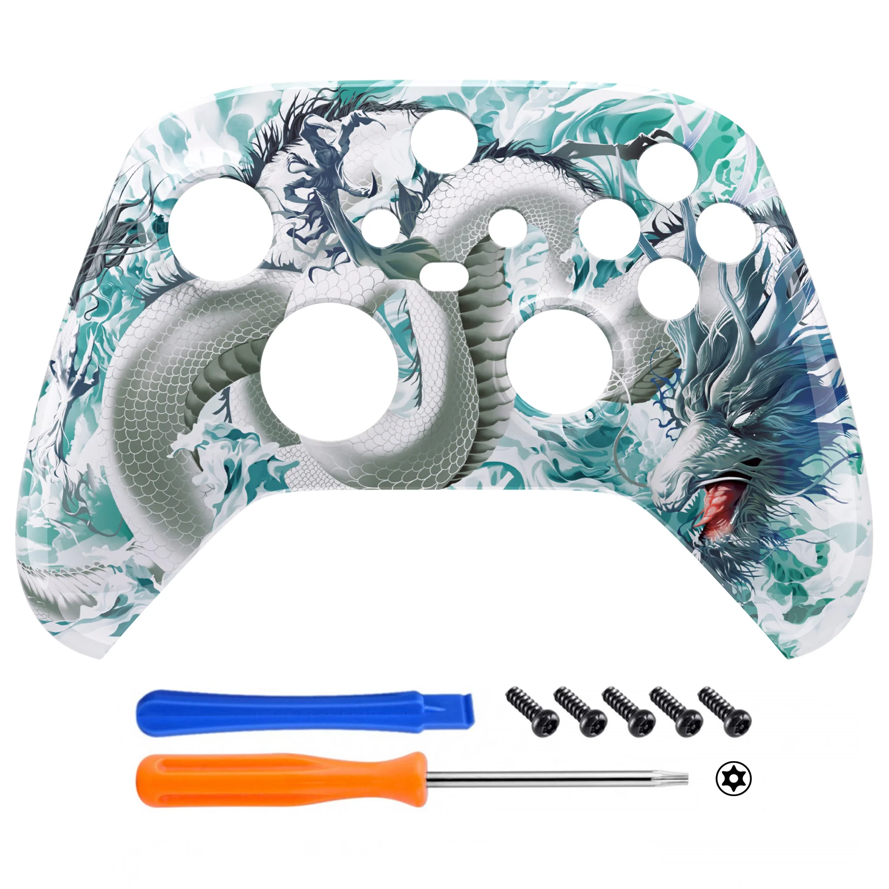 eXtremeRate Replacement Front Housing Shell for Xbox Series X & S Controller - Jade Dragon - Cloud Dominator - Image 2